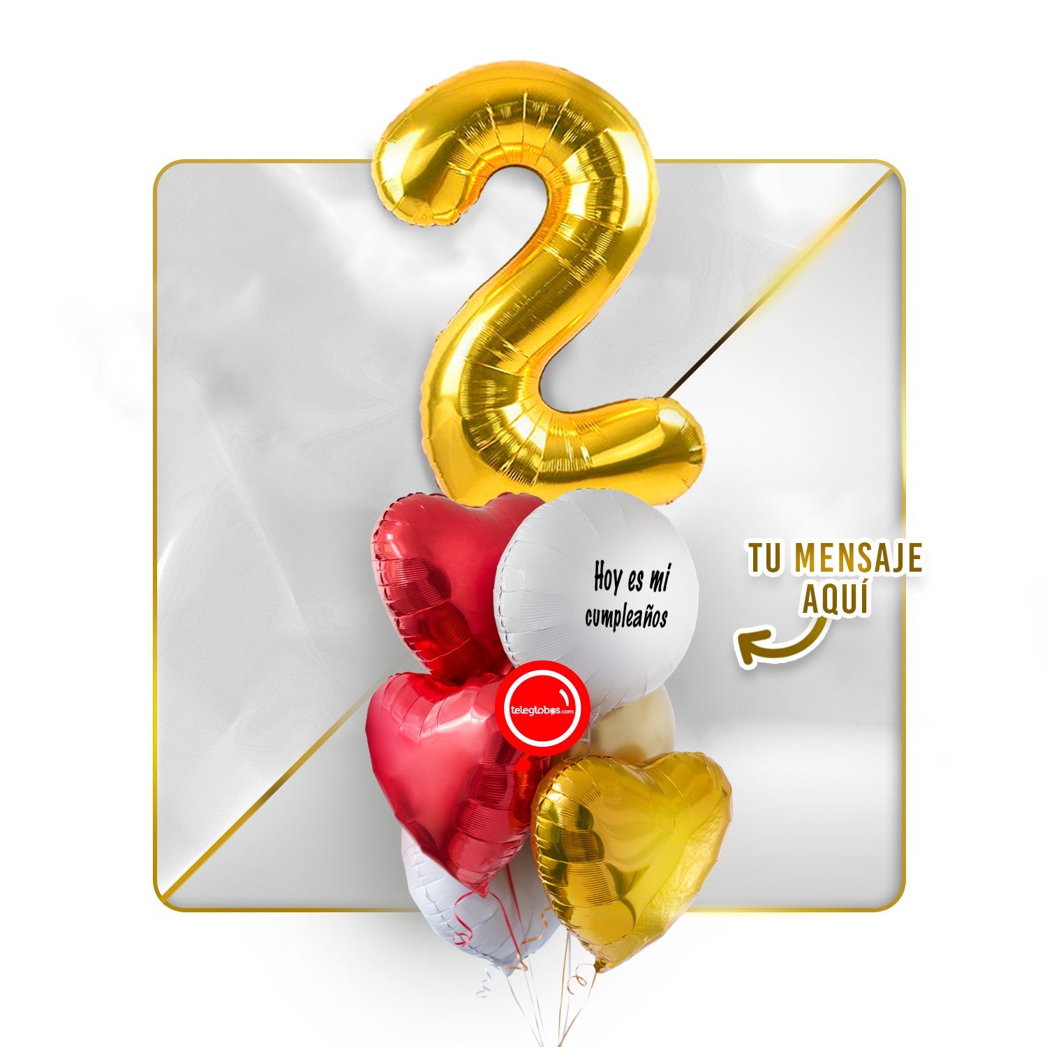 Kit Celebra -Love and Gold- Globos de Helio (Una Torre)
