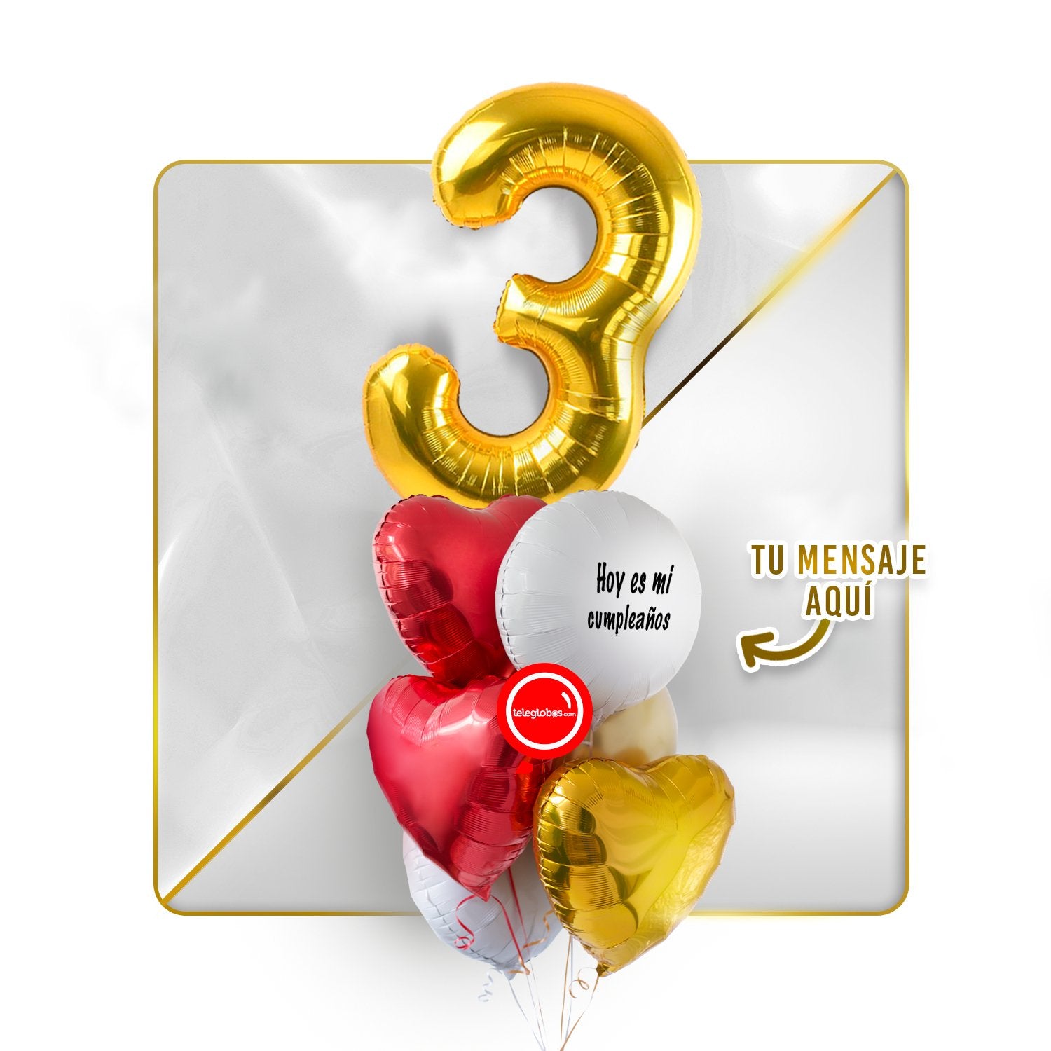 Kit Celebra -Love and Gold- Globos de Helio (Una Torre)