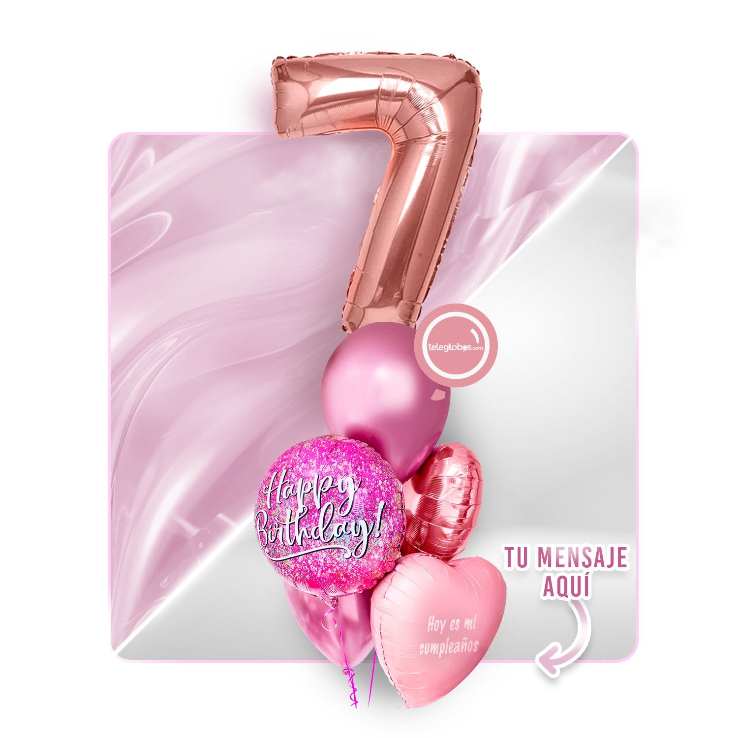 Kit Celebra -Pink Birthday- con Globos de Helio (Una Torre)