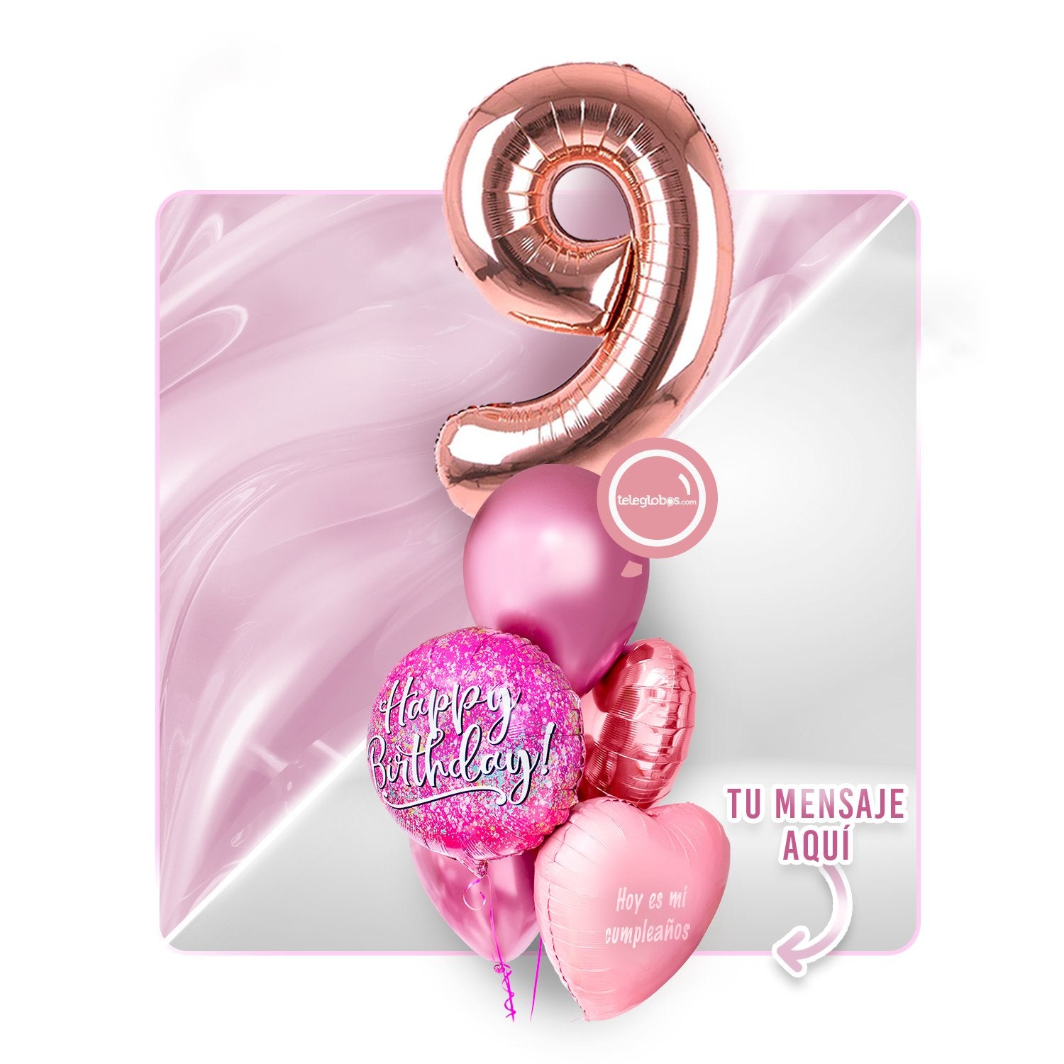Kit Celebra -Pink Birthday- con Globos de Helio (Una Torre)
