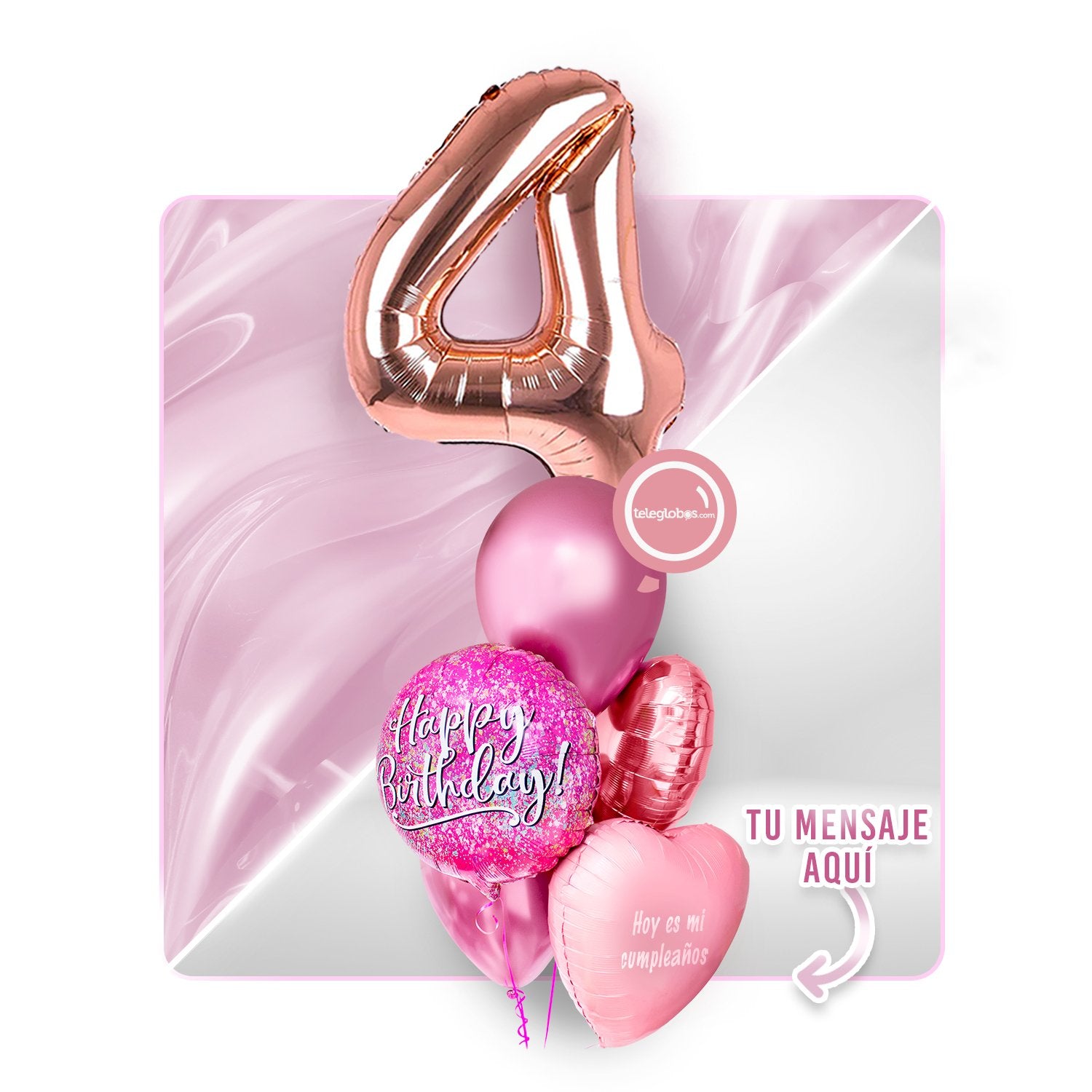 Kit Celebra -Pink Birthday- con Globos de Helio (Una Torre)