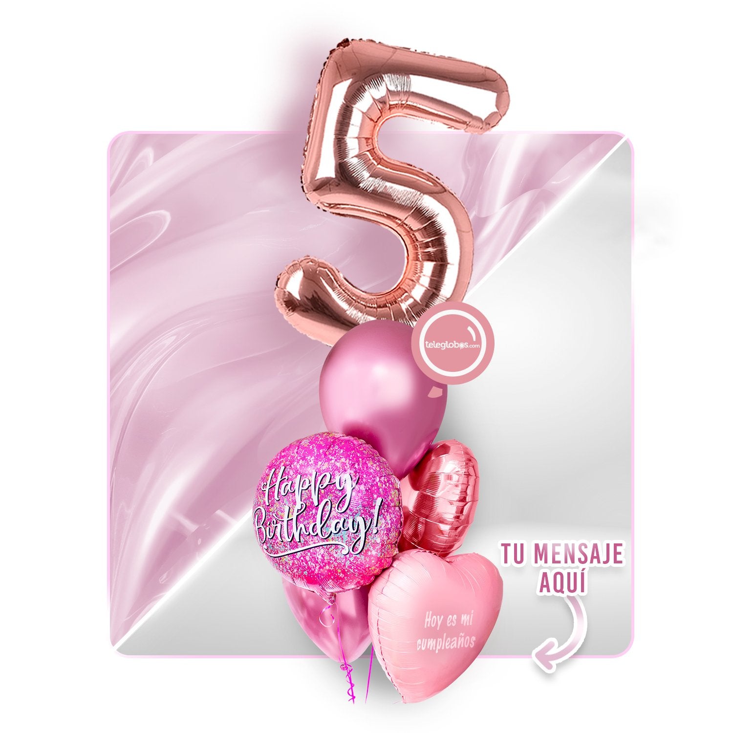 Kit Celebra -Pink Birthday- con Globos de Helio (Una Torre)