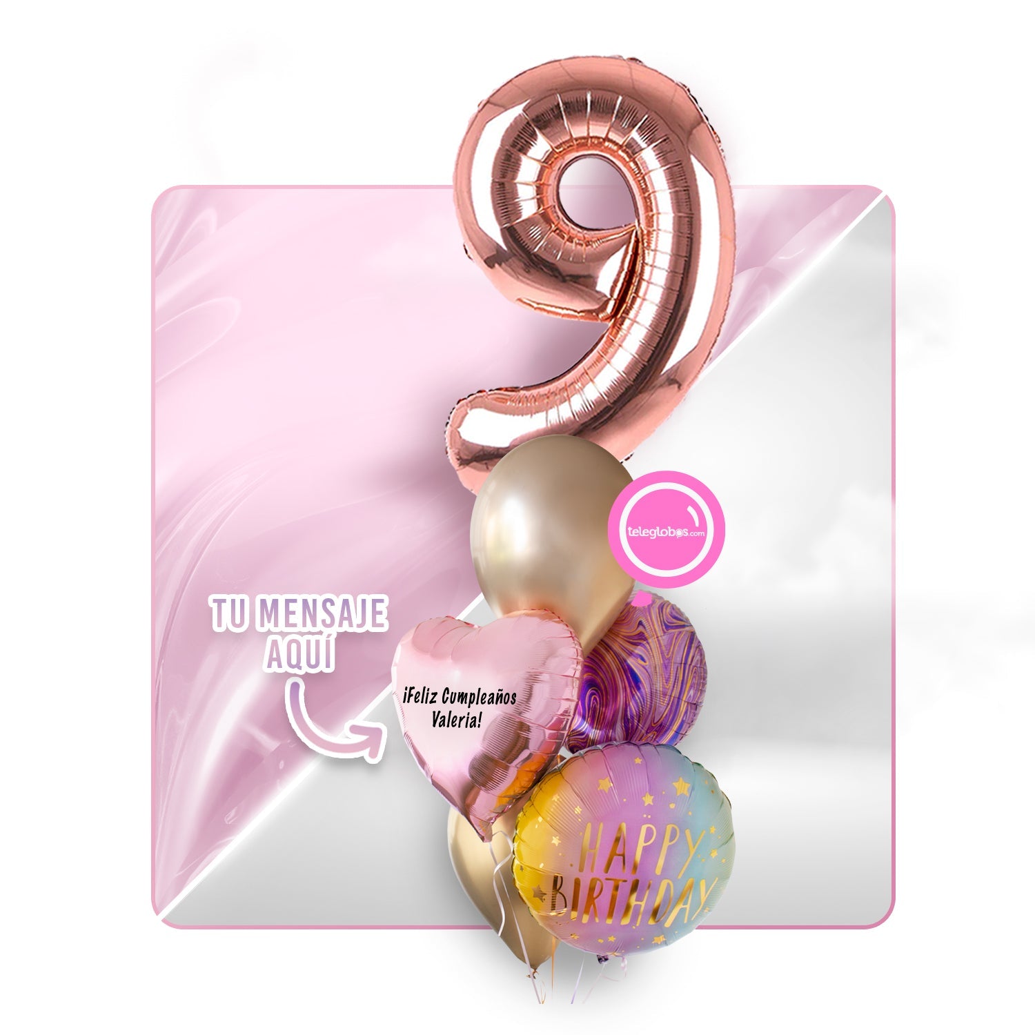 Kit celebrates -rainbow marbez - with balloons of Helio (a tower)