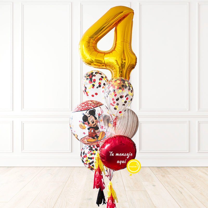 Kit de Globos con Número - Mickey - Personalizado con helio. | Globos y Regalos Teleglobos.com.mx.
