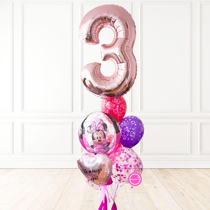 Kit de Globos con Número - Minnie/Mimí - Personalizado con helio. | Globos y Regalos Teleglobos.com.mx.