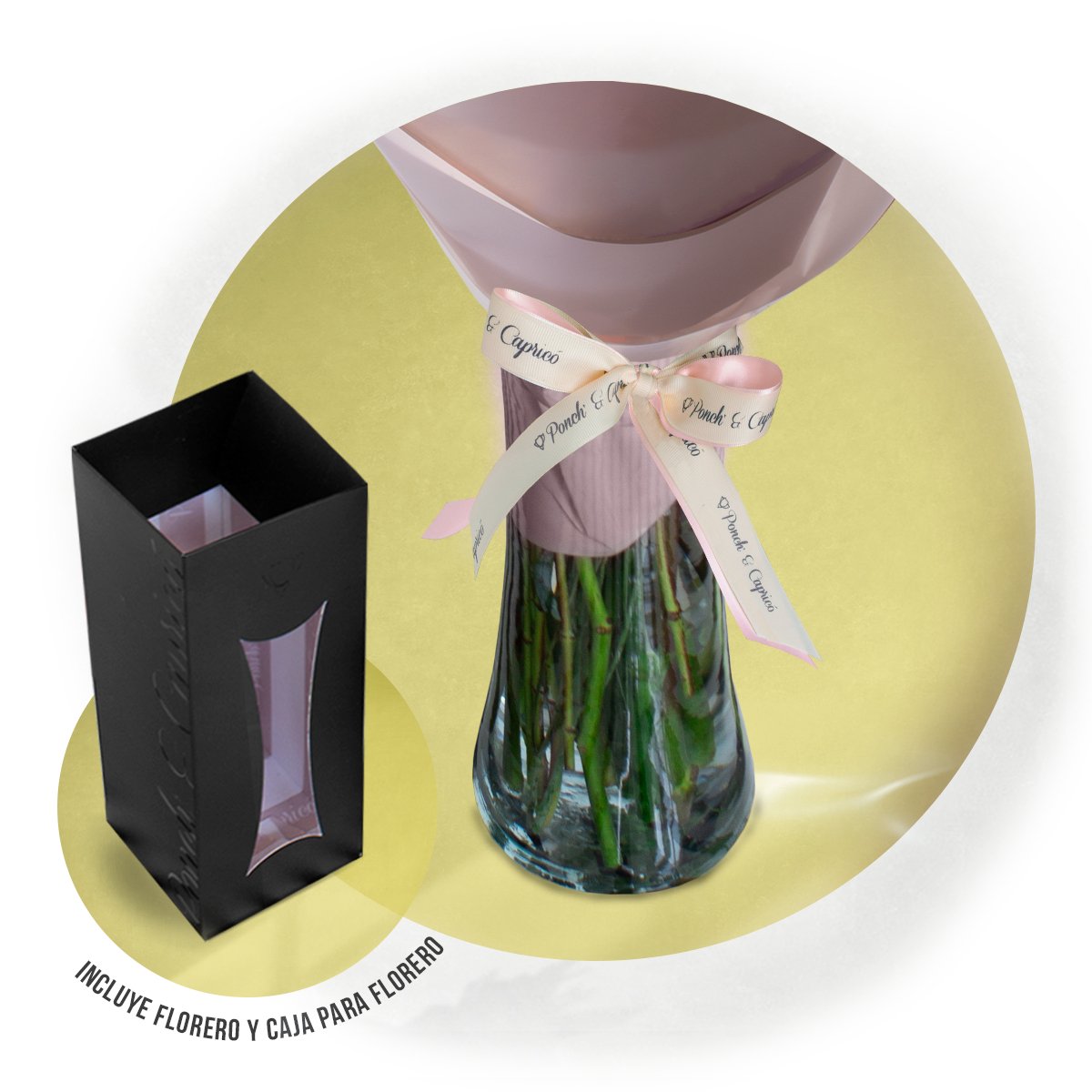 Ramillete de Protea Preservada, Rosas Beige. Lisianthus Durazno y Mini Rosa Hermosa - PRAM035 | Globos y Regalos Teleglobos.com.mx.