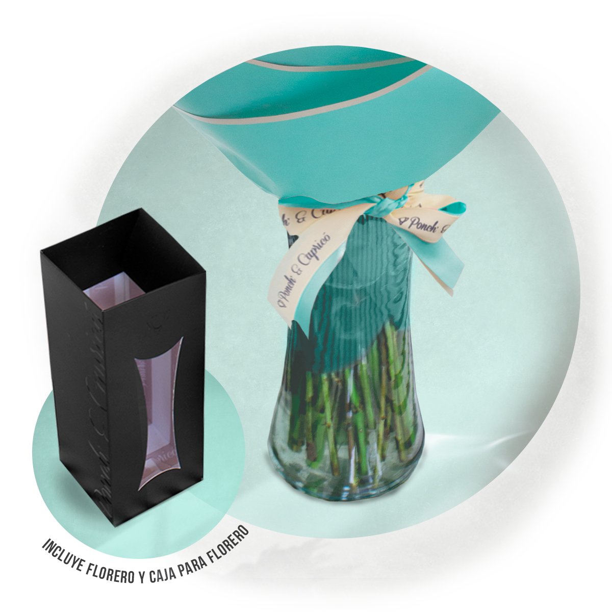 Ramillete de Rosa Amarilla, Encino Blanco y Lisianthus Limón - PRAM039 | Globos y Regalos Teleglobos.com.mx.