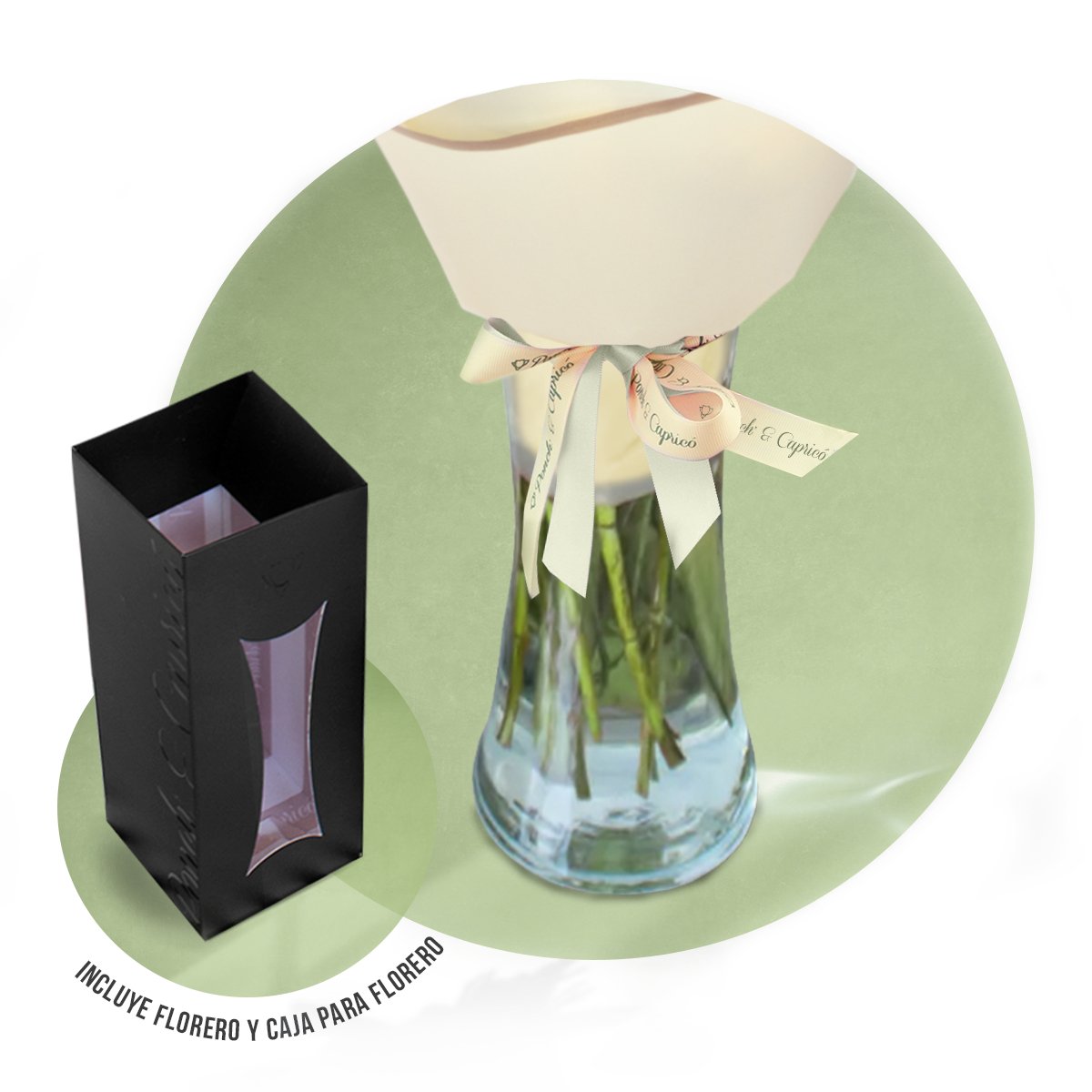 Ramillete de Rosa Blanca, Lisianthus Limón y Dragón Amarillo Perrito - PRAM037 | Globos y Regalos Teleglobos.com.mx.