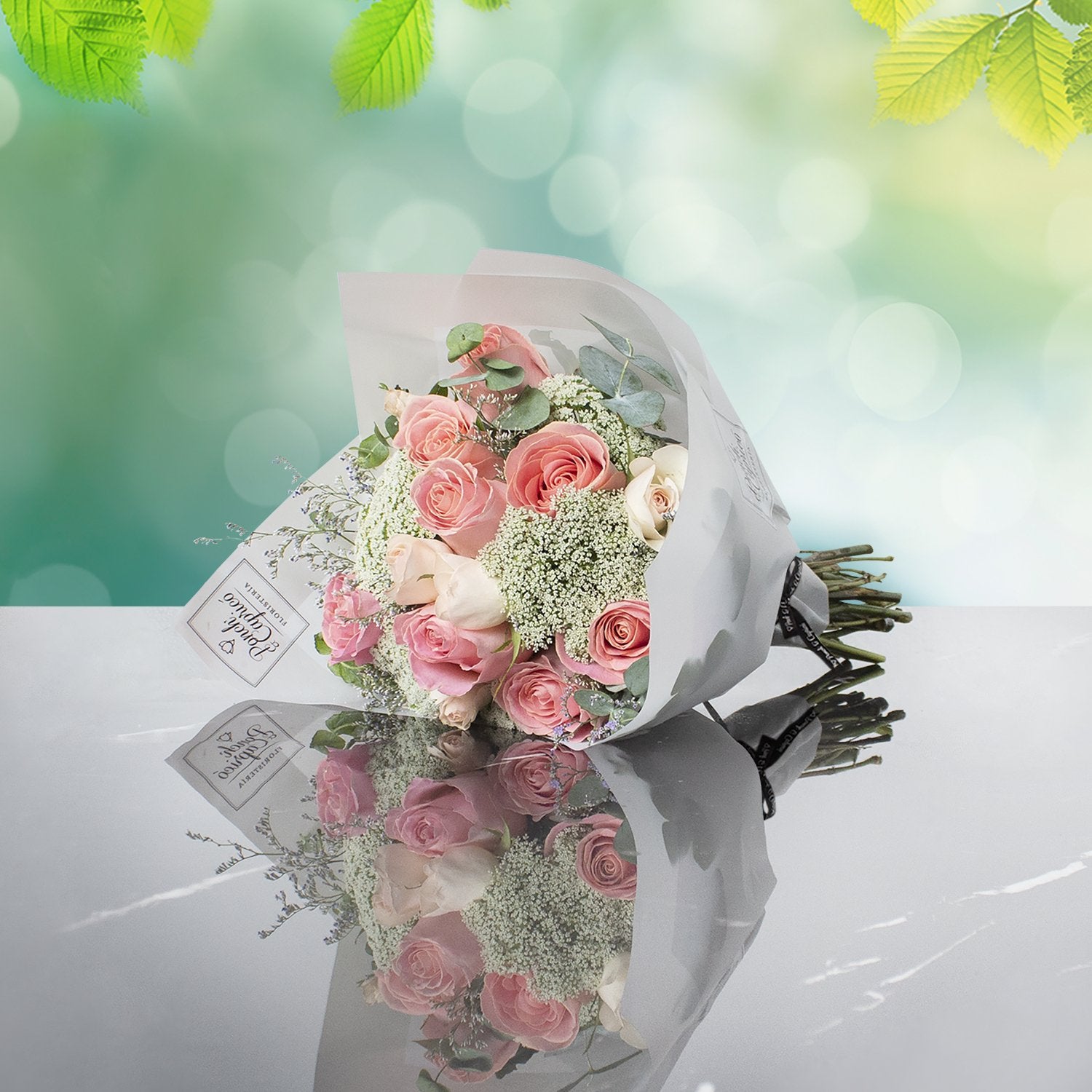 Ramillete de Rosas Hermosas, Mini Señorita, Limonio y Dólar - PRAM030 | Globos y Regalos Teleglobos.com.mx.