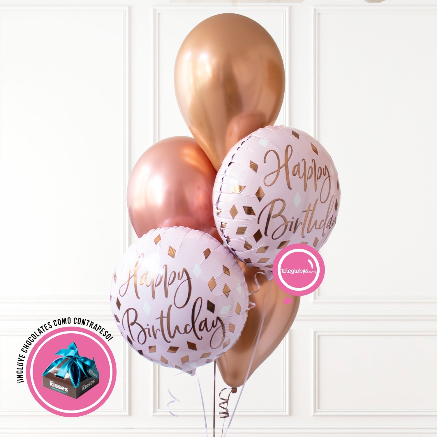 Ramillete de Rosas, Lillies, Mini Rosas y Escabiosa + Bouquet de Globos -SET027- | Globos y Regalos Teleglobos.com.mx.