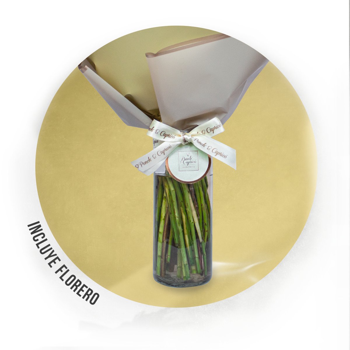 Rosa Señorita, Mix de Lillies, Mini Rosa Caricia, Lisianthus Crema y Eucalipto Preservado -ALA025-