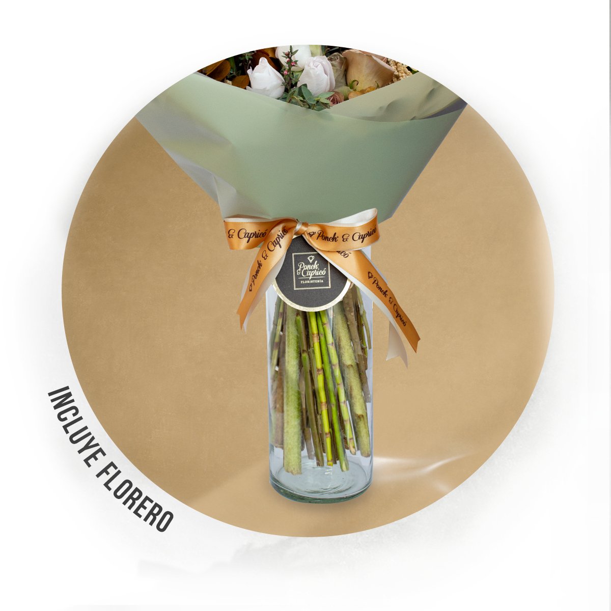 Rosas Amnesia, Rosas Náuticas, Eucalipto Marrón Preservado y Protea Seca -ALA011-