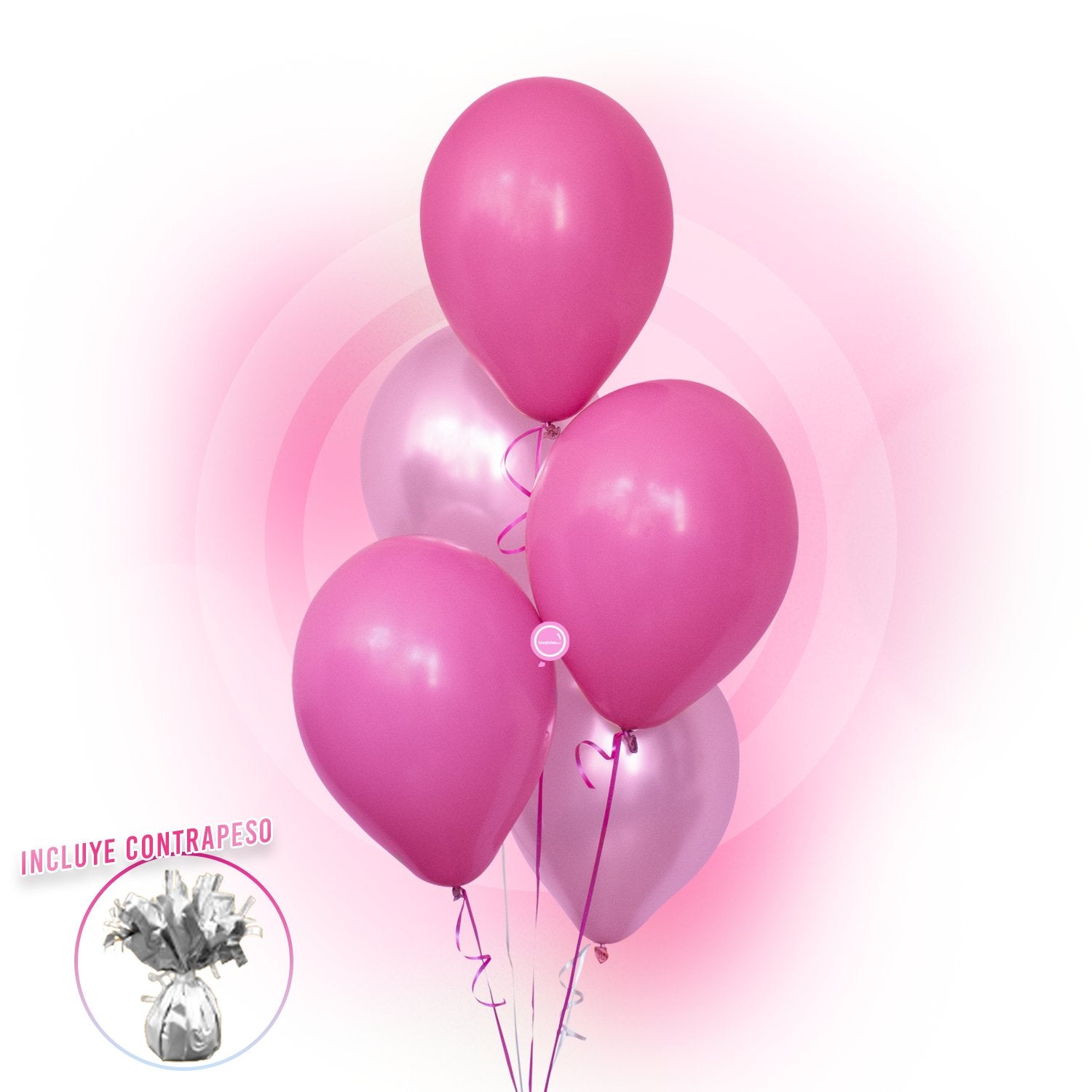 Torre de 5 Globos de Látex de 11" Baby Pink Inflados con Helio