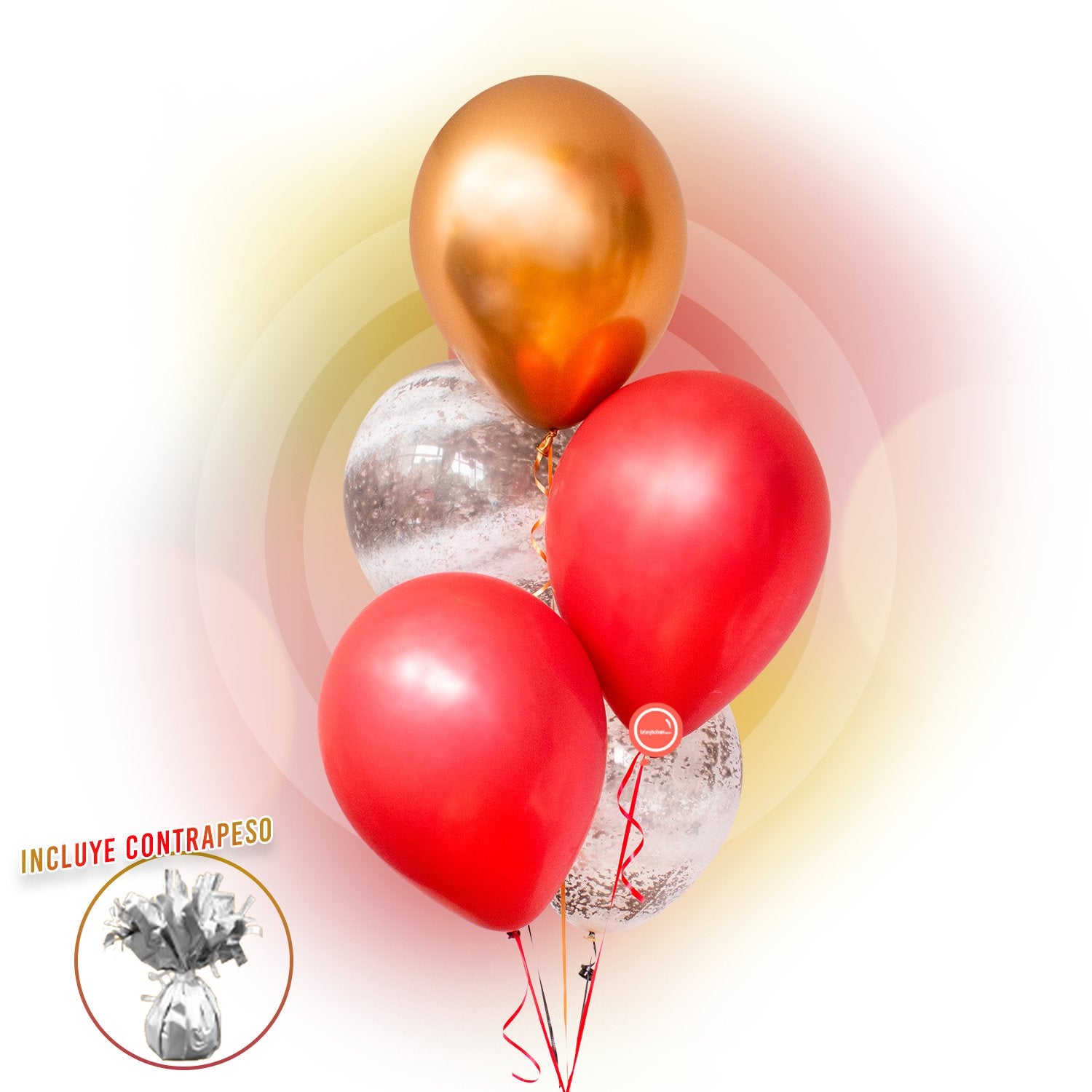 Torre de 5 Globos de Látex de 11 Red and Black Inflados con Helio