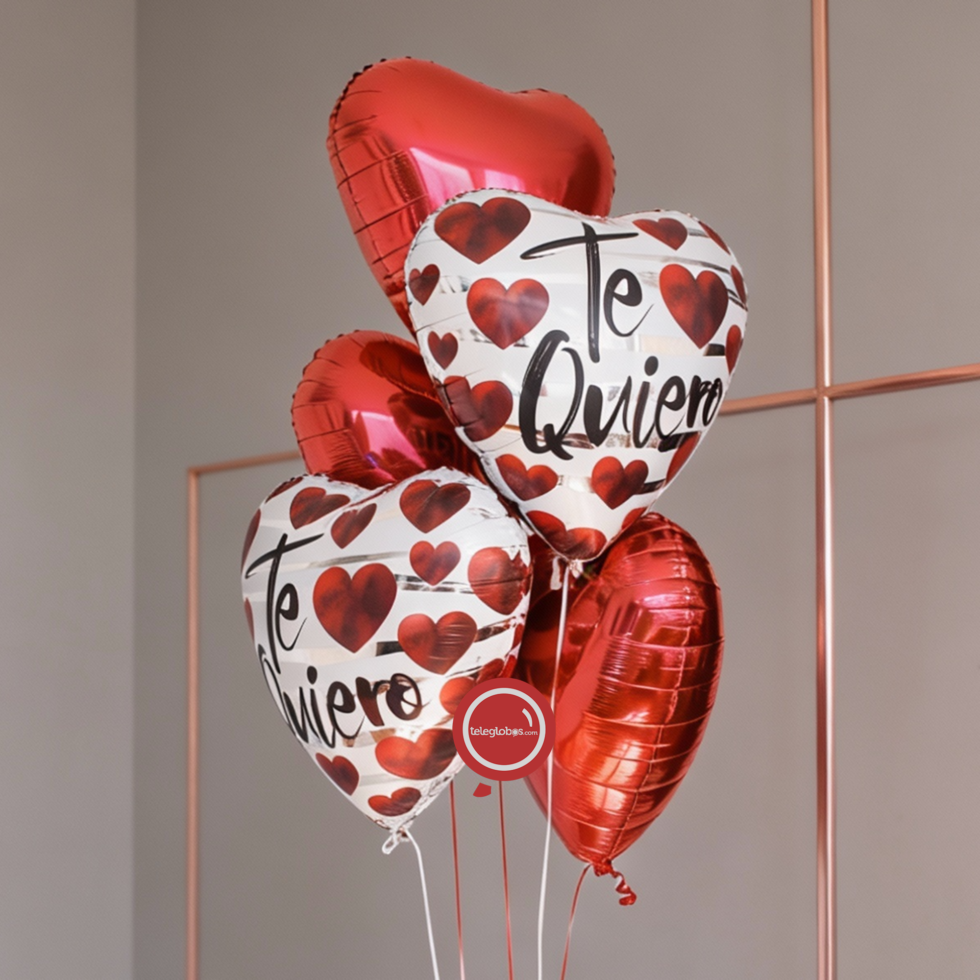 Bouquet of balloons of love inflated with helium - I love you