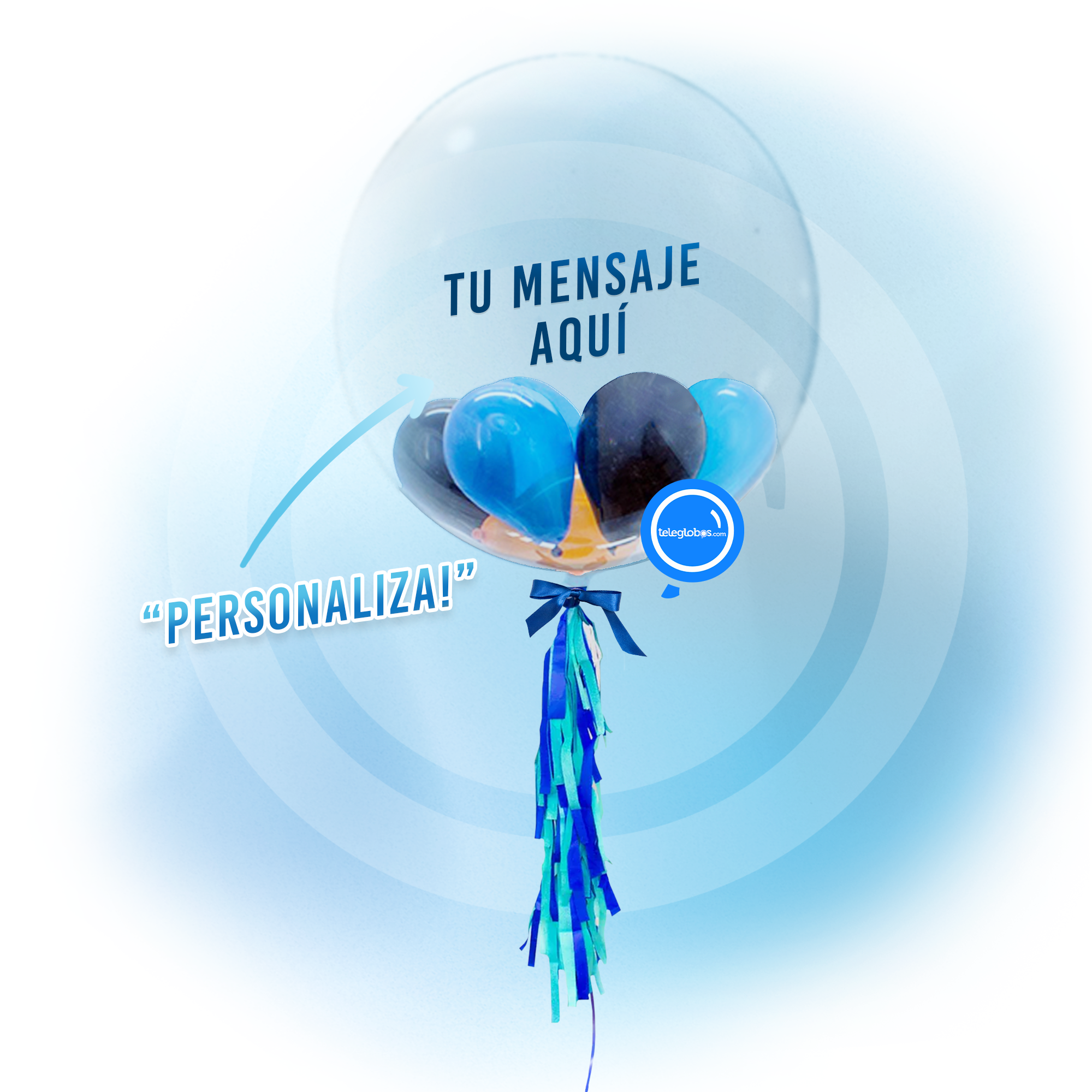 Burbuja con helio personalizada -Mientras más velas- | Globos y Regalos Teleglobos.com.mx globos transparentes personalizados