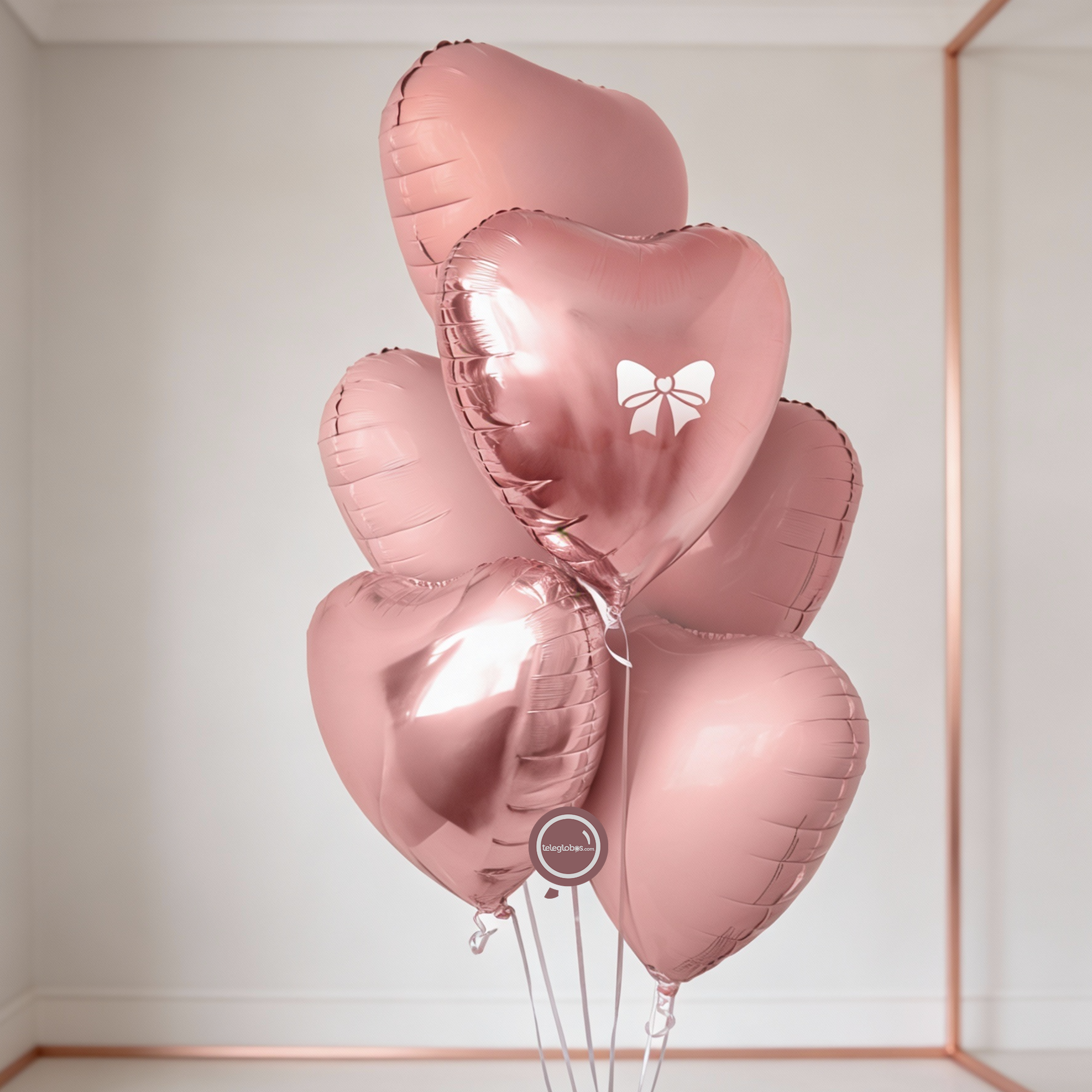 Bouquet de Globos de Amor - Media Docena de Corazones Rosas