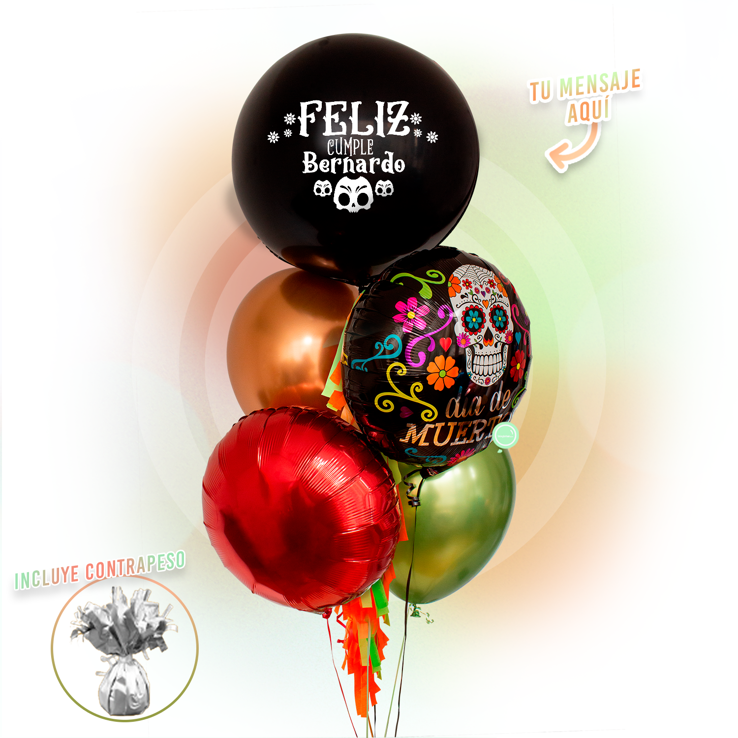 Bunch de Globos Inflados con Helio - Día de Muertos -