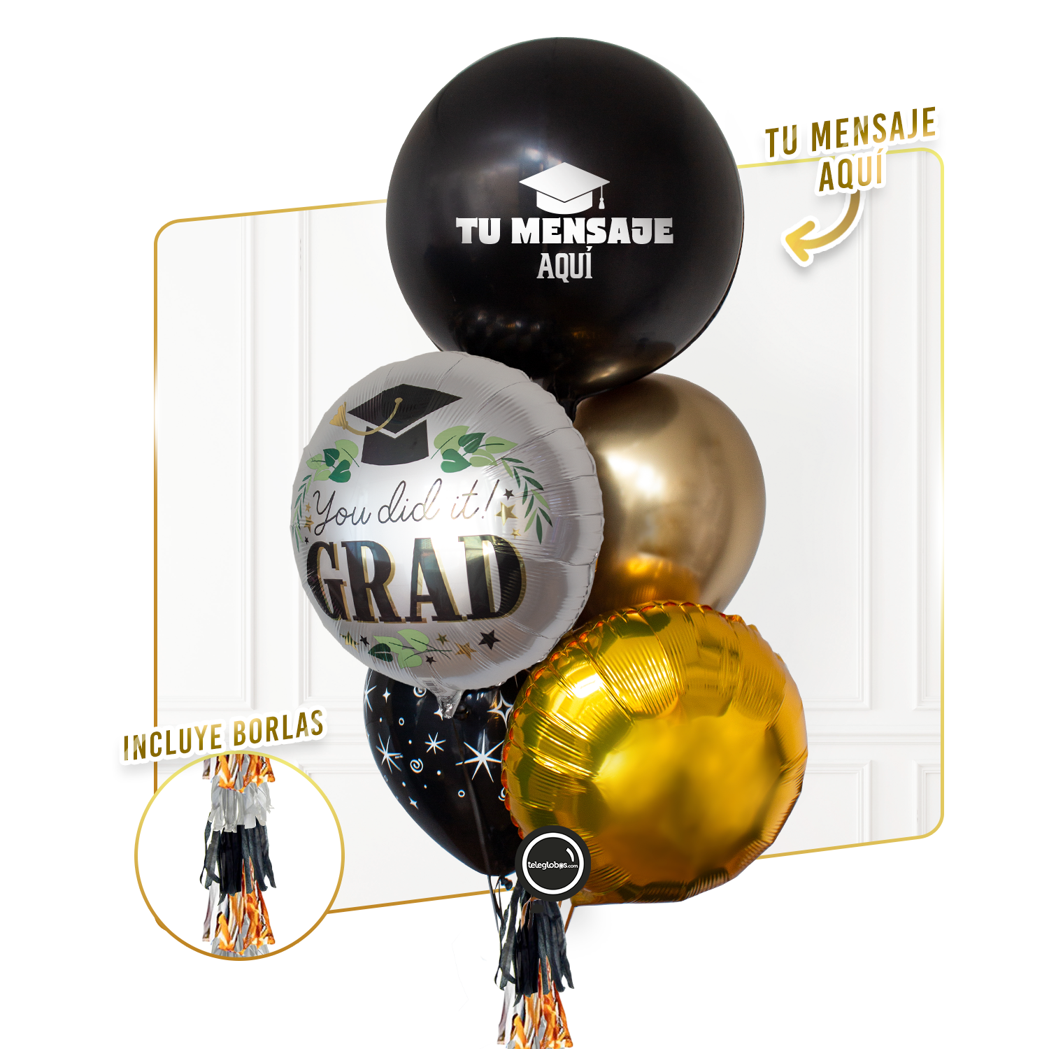 Bunch de Globos para Graduación Inflados con Helio - You Did It! Grad -