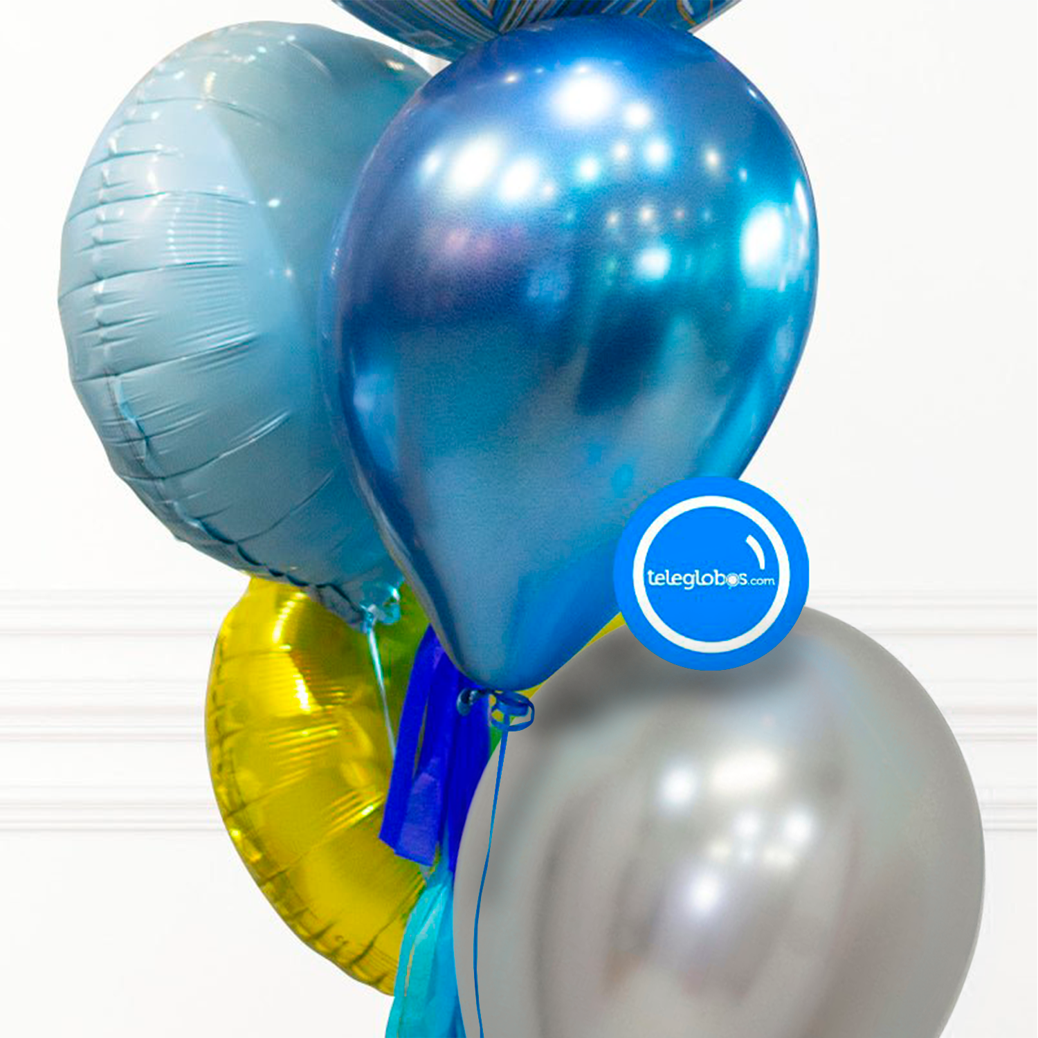 Bunch de globos con helio Marblez (Azul) personalizado