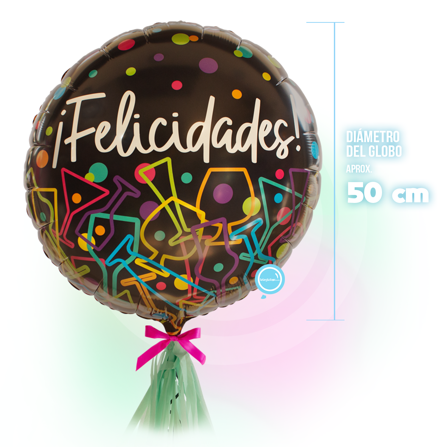 Globo Metálico Super Shape de 24" - Felicidades Siluetas - medida