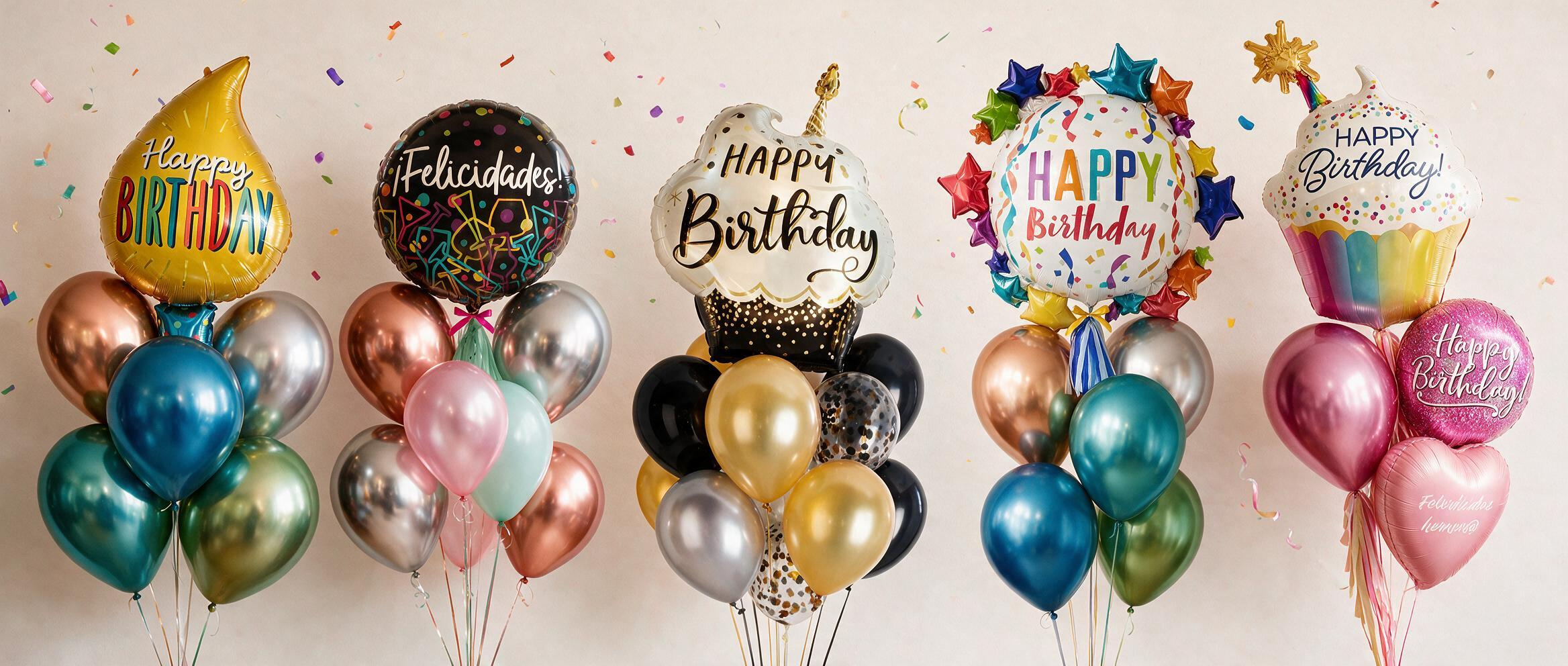 Globos de cumpleaños inflados con helio de Teleglobos en CDMX
