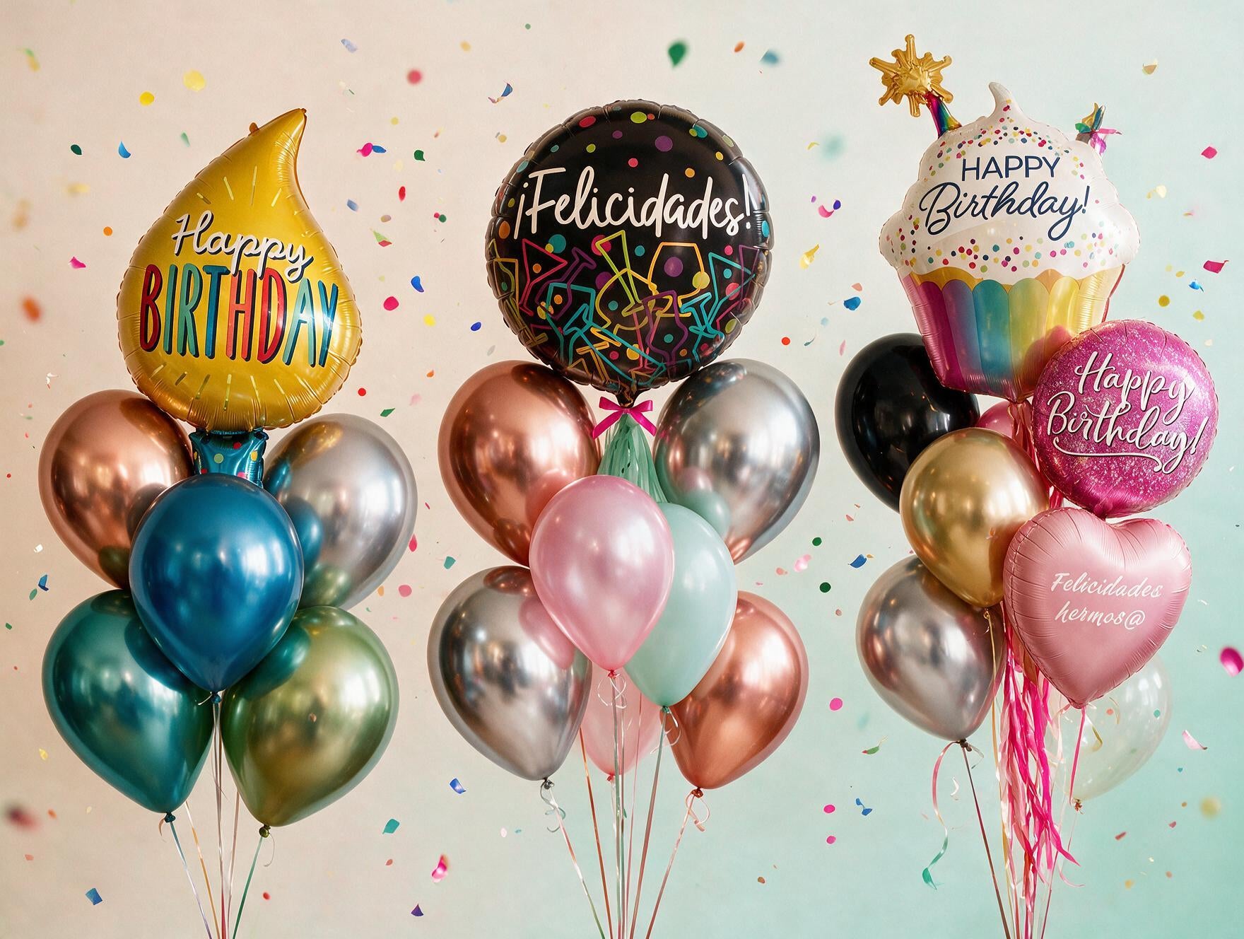 Globos de cumpleaños inflados con helio de Teleglobos en CDMX