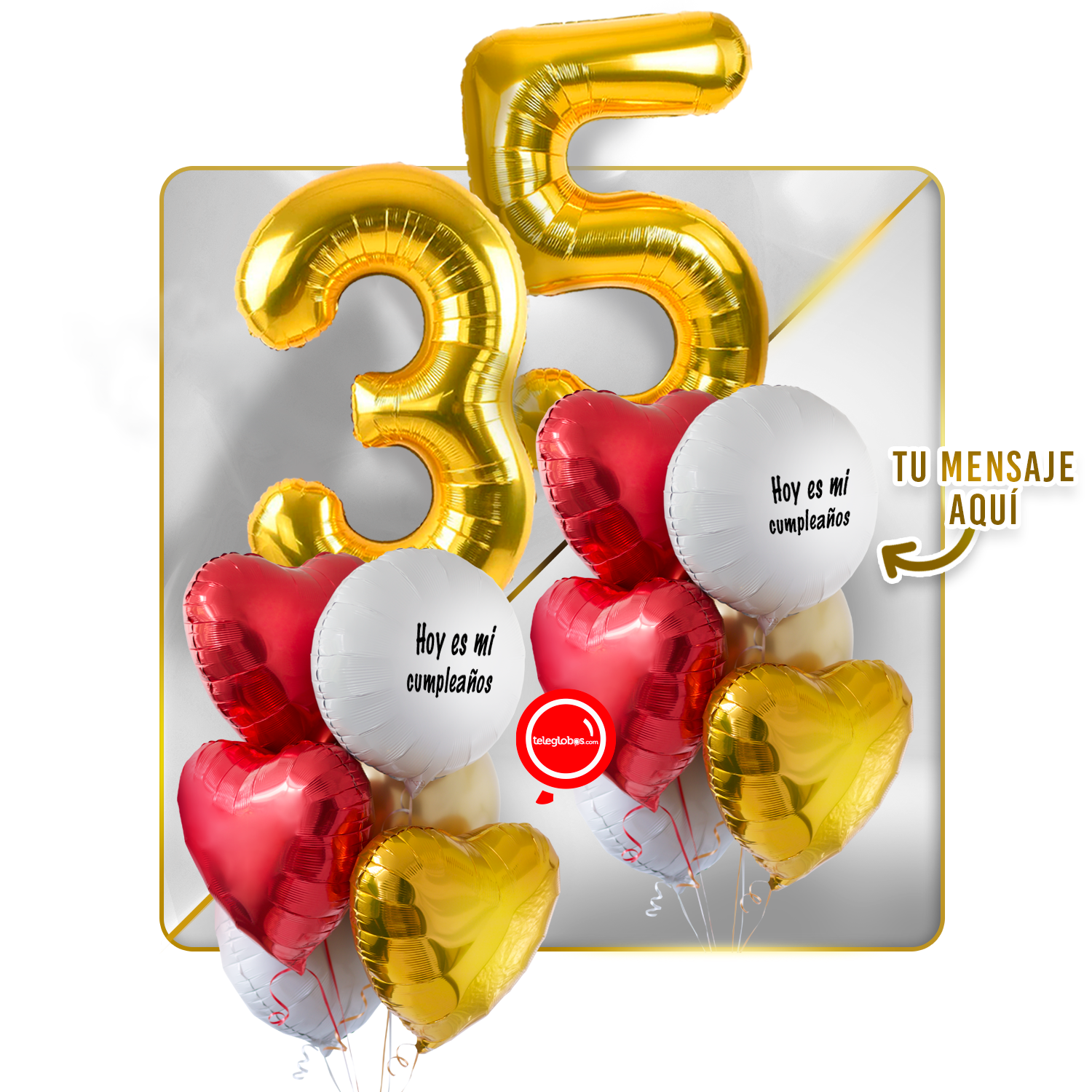 Kit Celebra -Love and Gold- Globos de Helio