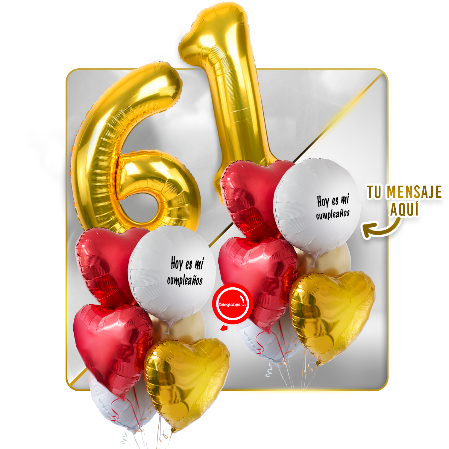 Kit Celebra -Love and Gold- Globos de Helio