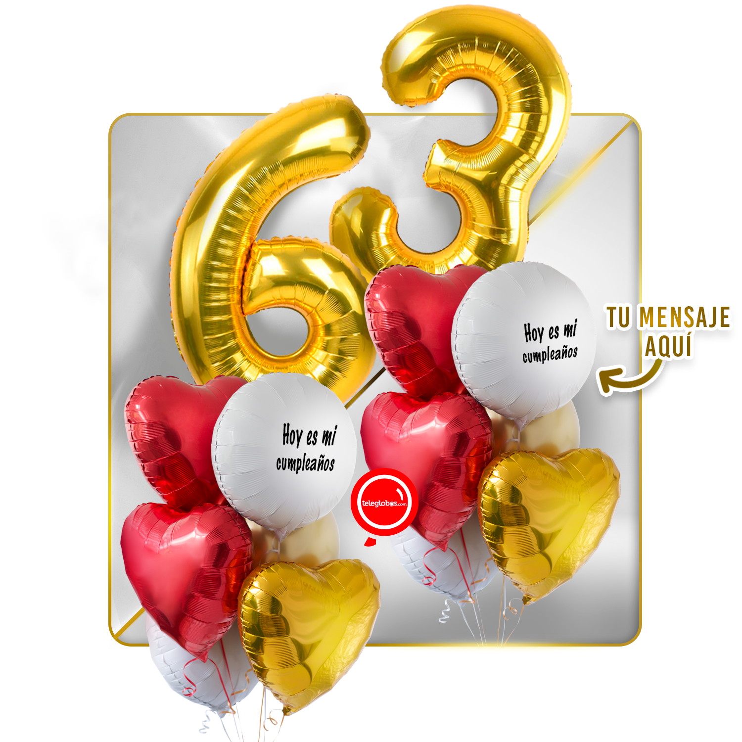 Kit Celebra -Love and Gold- Globos de Helio