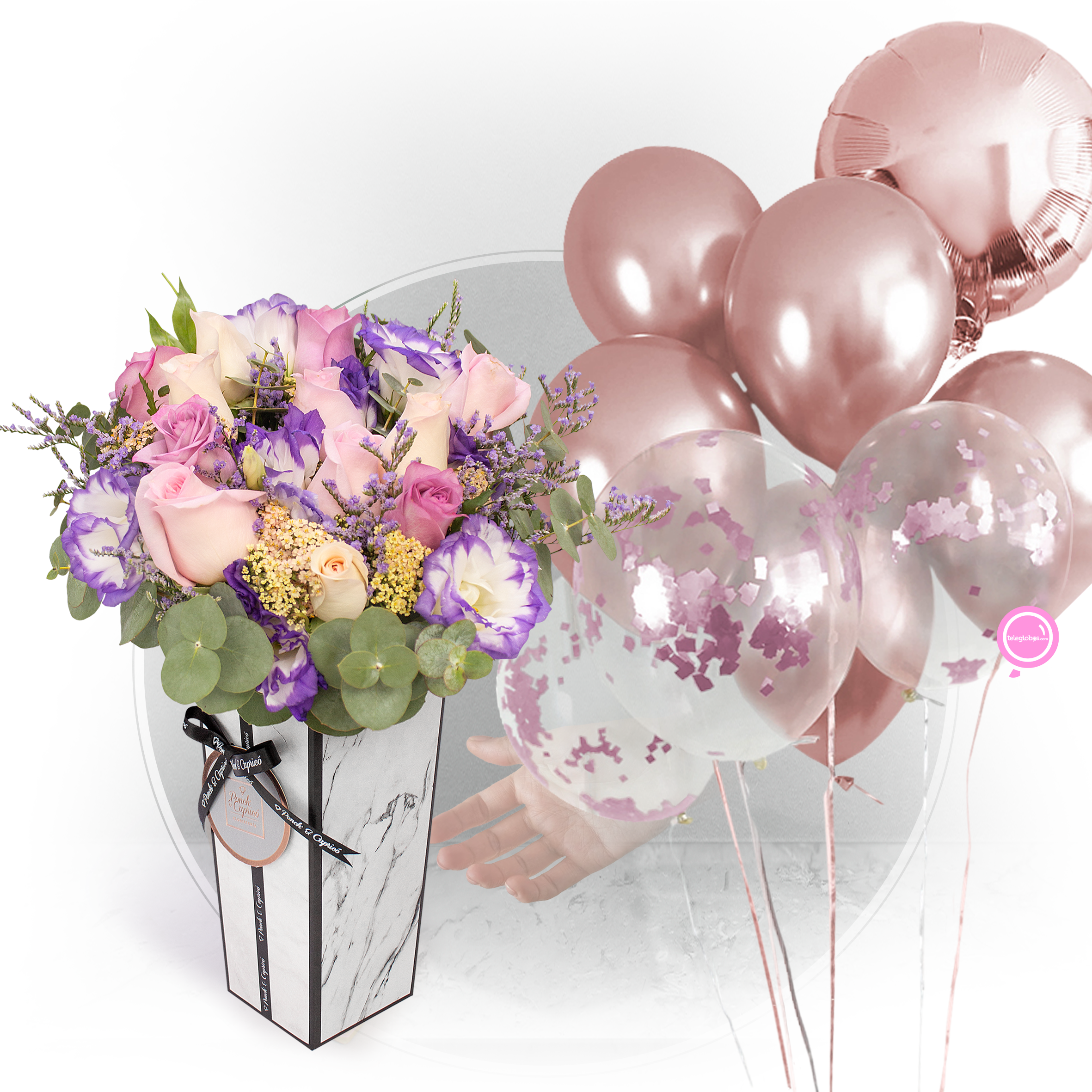Arreglo de Rosas y Lisianthus - Mix Lila - MIL001