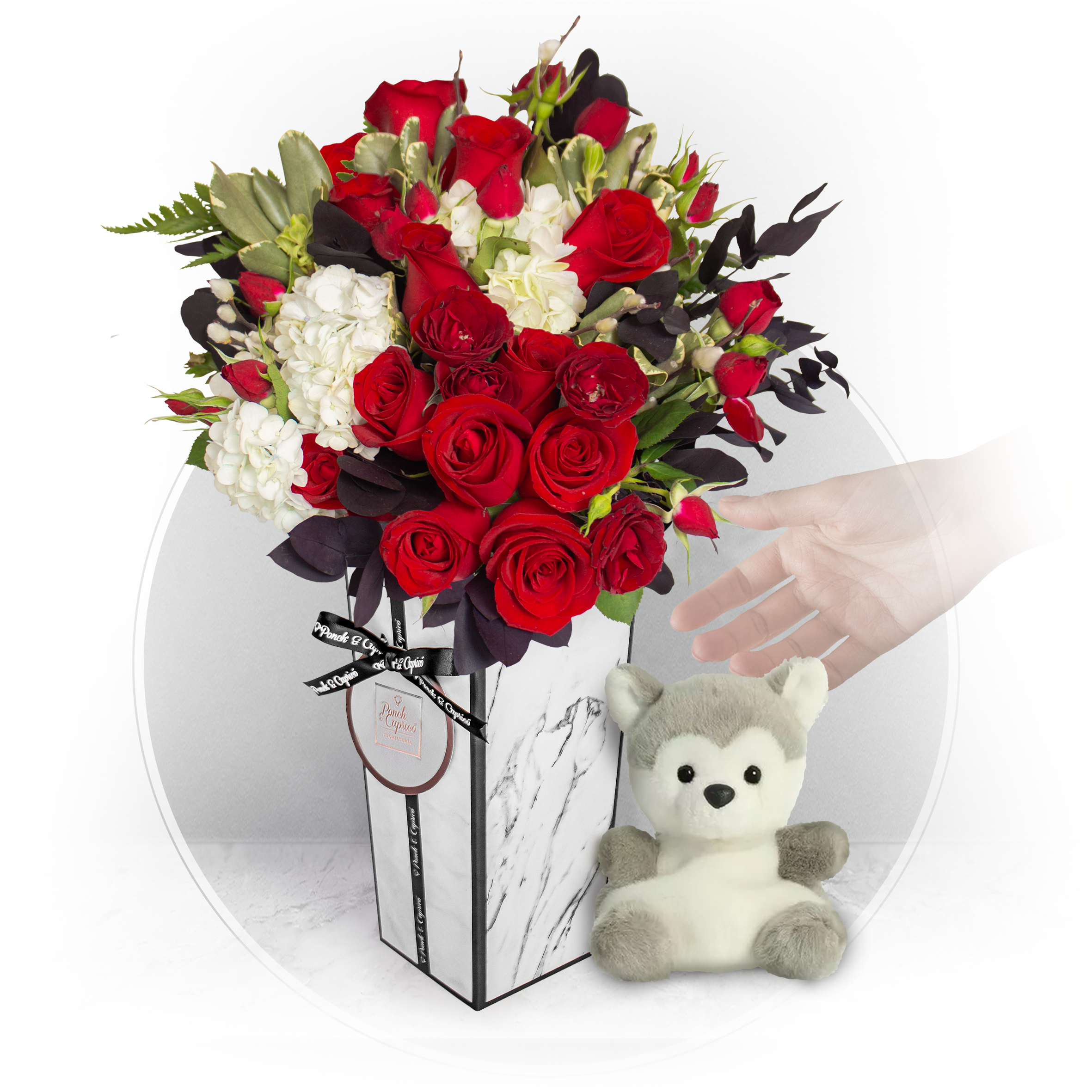 Ramo de Rosas Rojas y Hortensias - MIL003