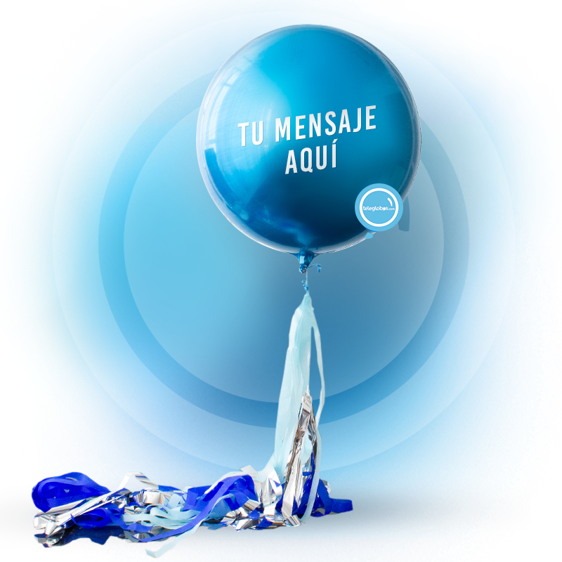 Orbz Azul con helio personalizado
