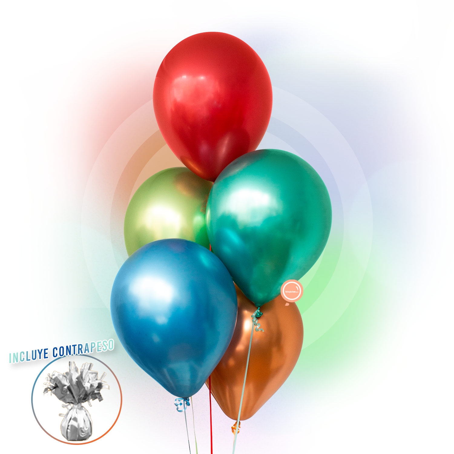 Torre de 5 Globos de Látex Cromo de 11" Inflados con Helio - Video Games