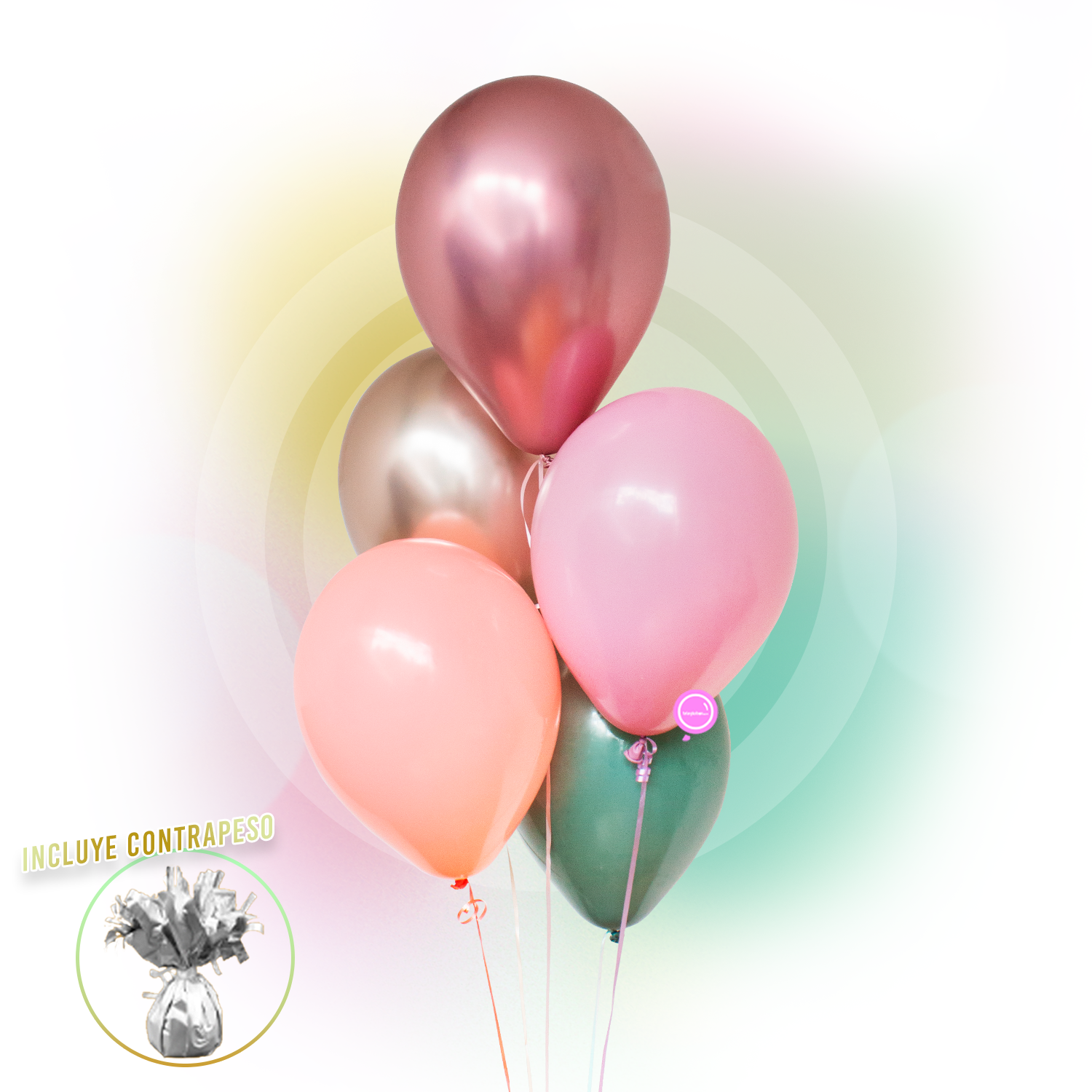 Torre de 5 Globos de Látex de 11" Inflados con Helio -Pintura Mágica-