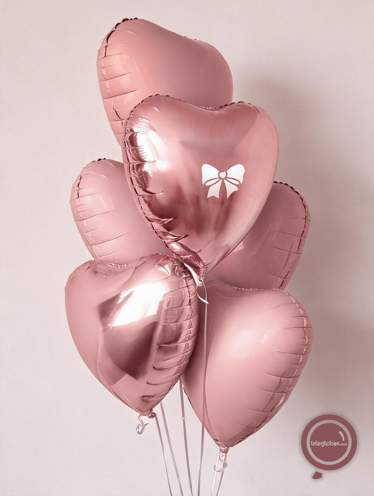 Bouquet de Globos de Amor - Media Docena de Corazones Rosas