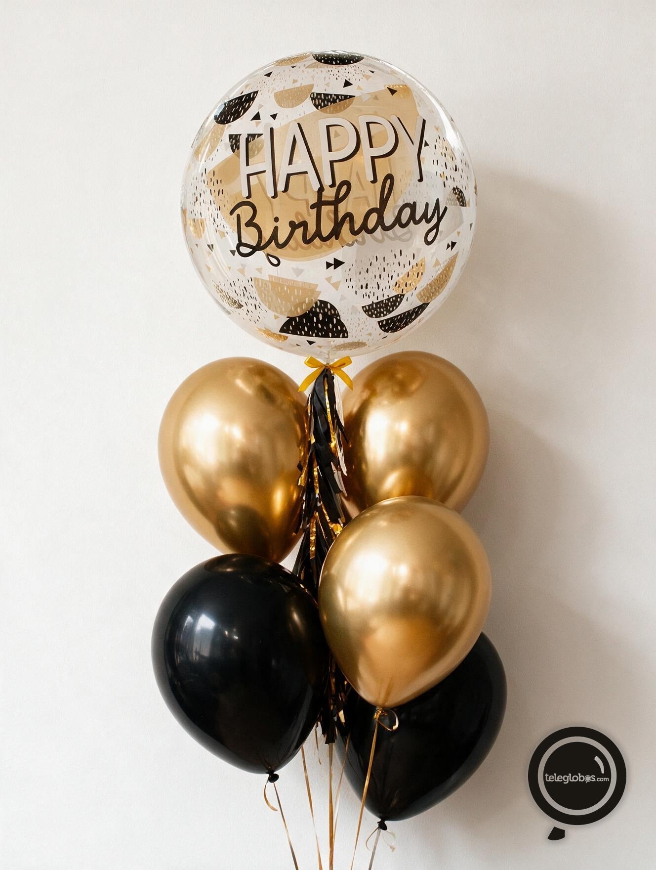 Bouquet de Cumpleaños -Burbuja Black & Gold- - Clásico