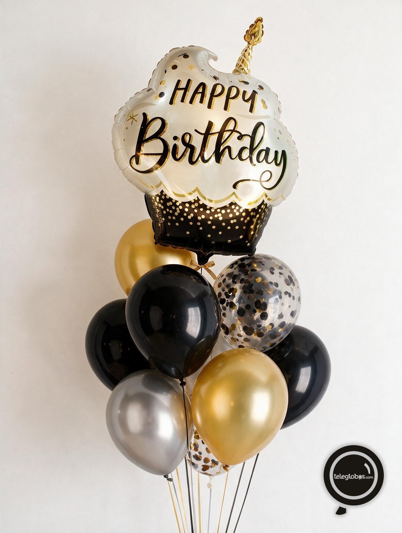 Bouquet de Cumpleaños -Cupcake Black & Gold-