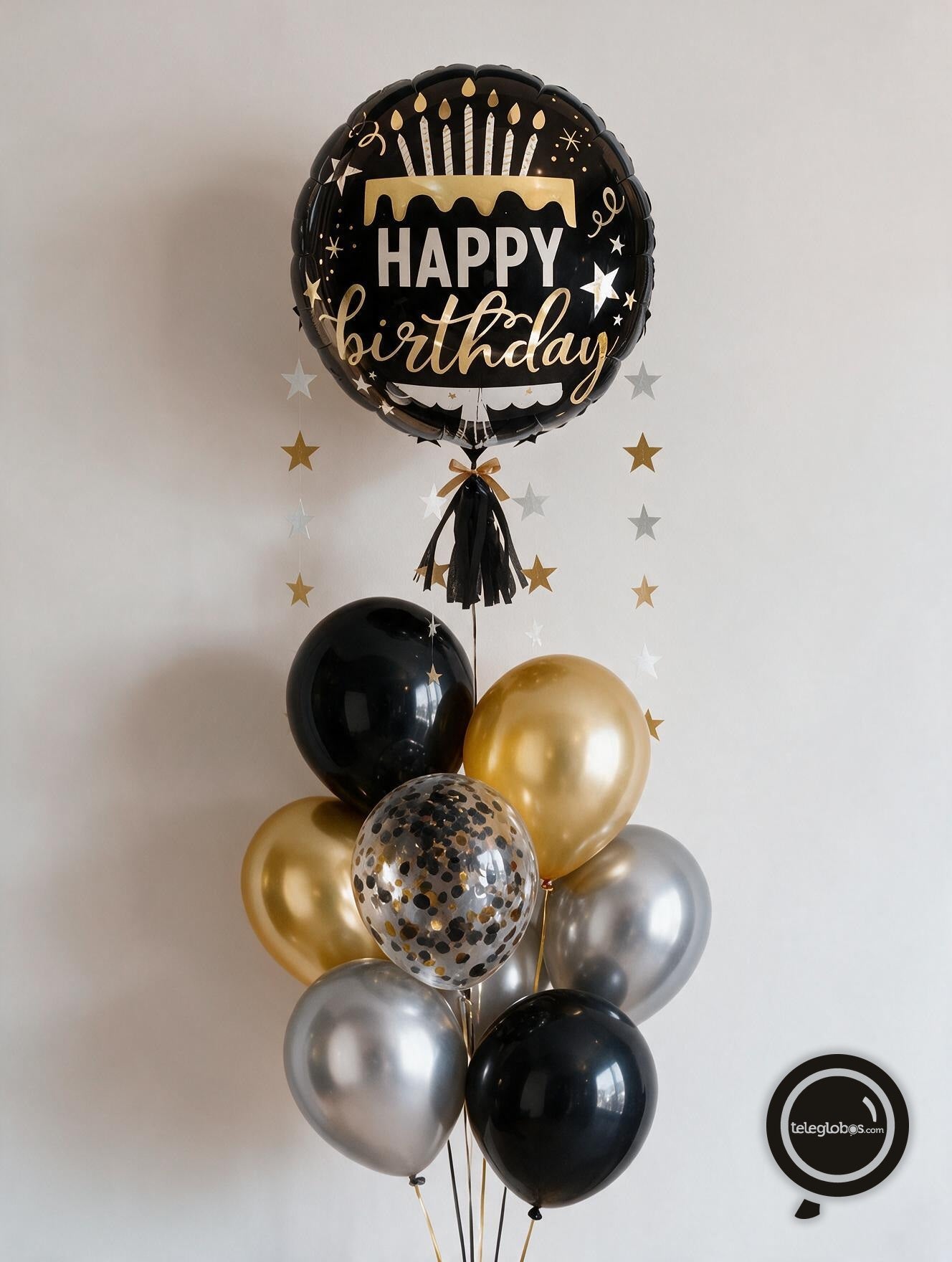 Bouquet de Cumpleaños -Happy Birthday Black & Gold-