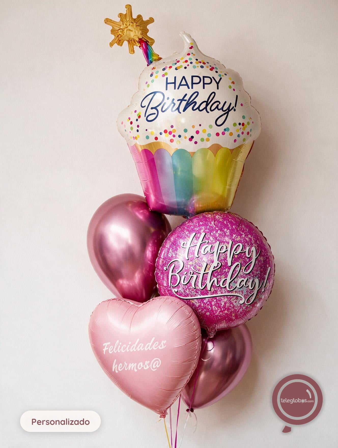Bouquet de Cumpleaños Personalizado -Cupcake Pink Birthday-
