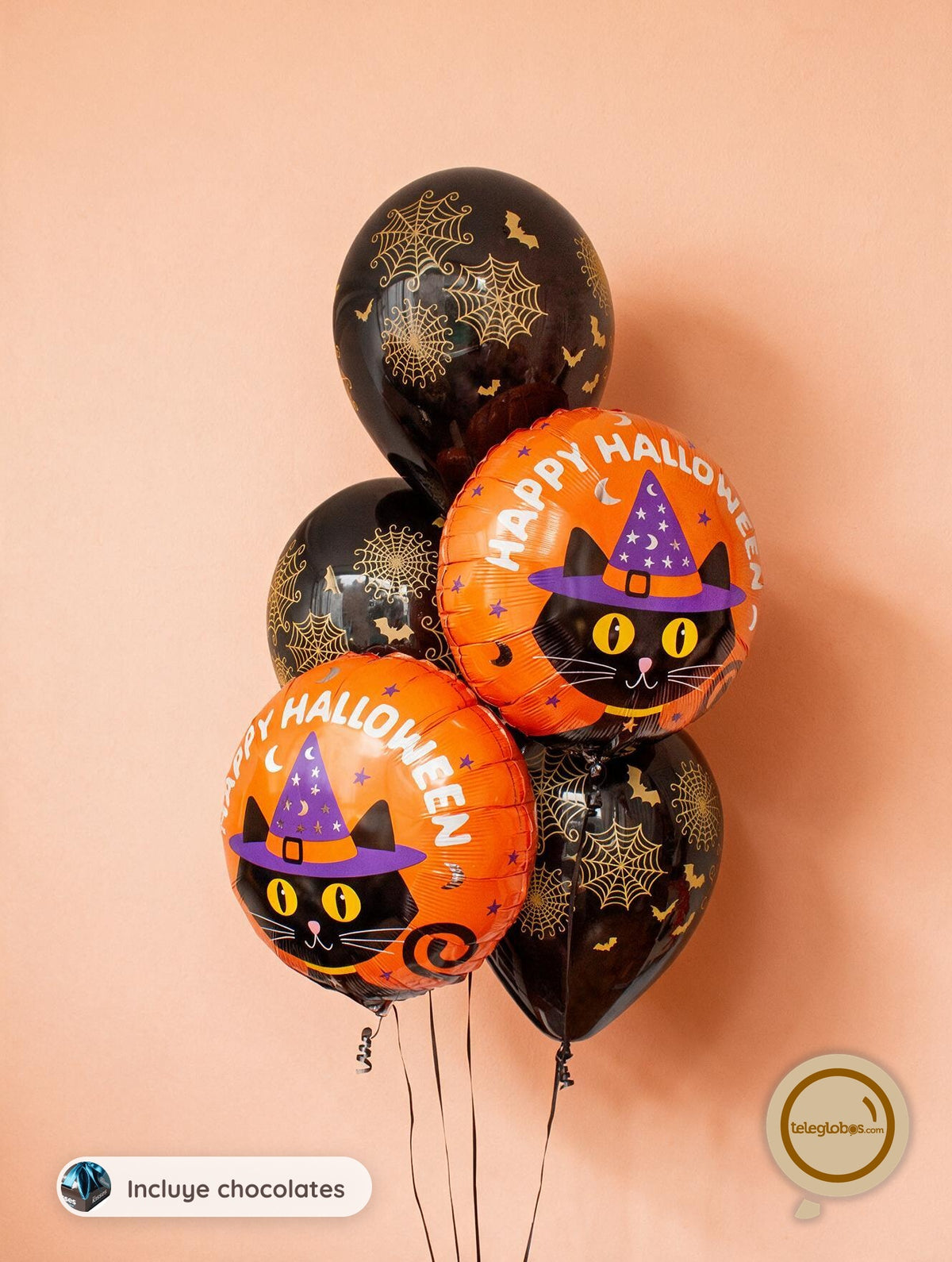 Bouquet de Globos para Halloween - Black Cat -