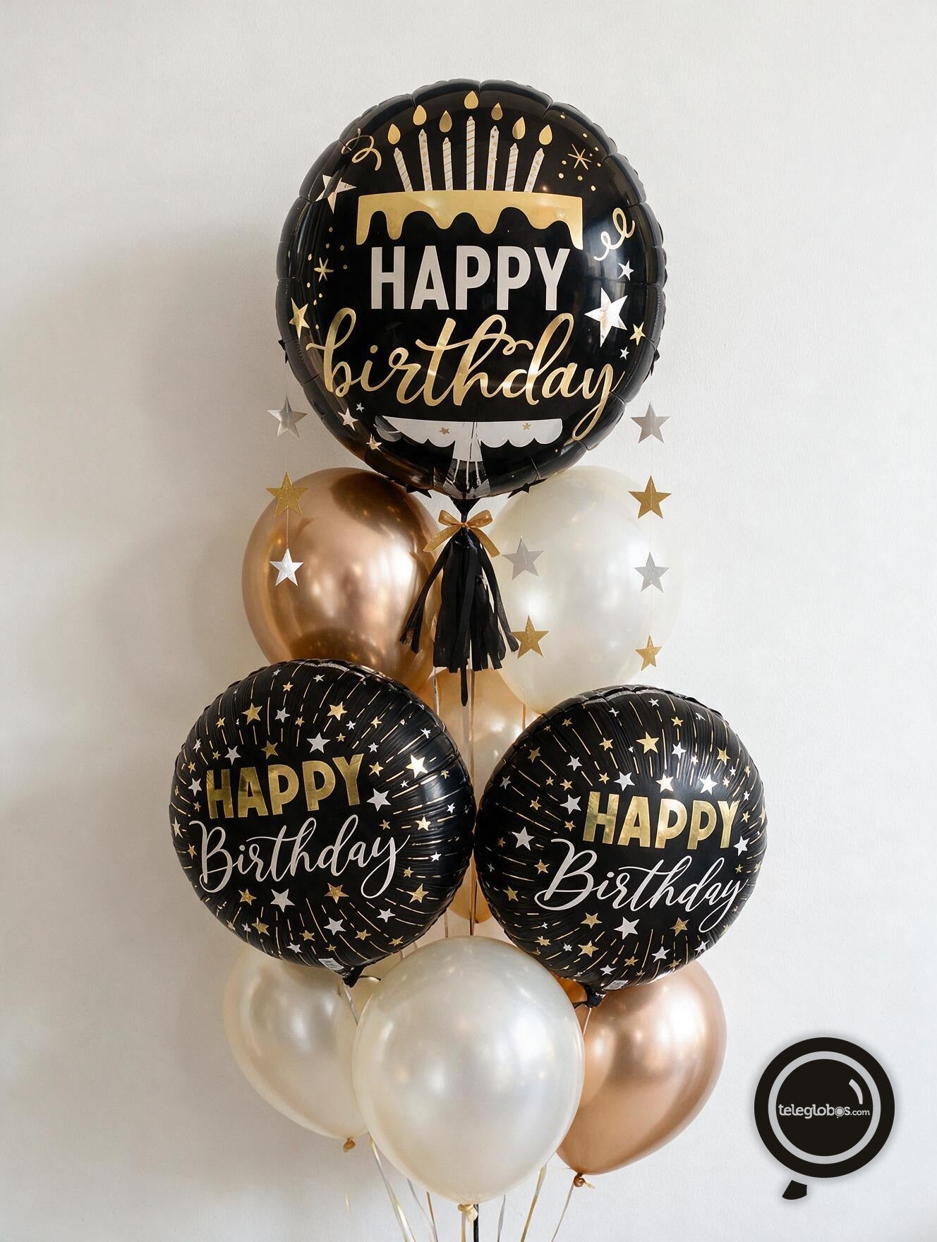 Bouquet de Cumpleaños -Happy Birthday Black & Gold- - Deluxe