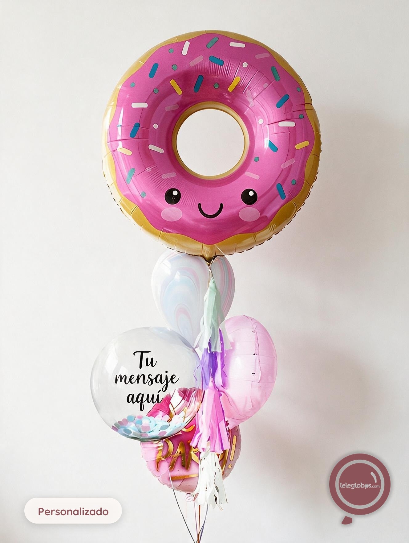 Bunch de globos con helio Burbuja personalizada -Dona-