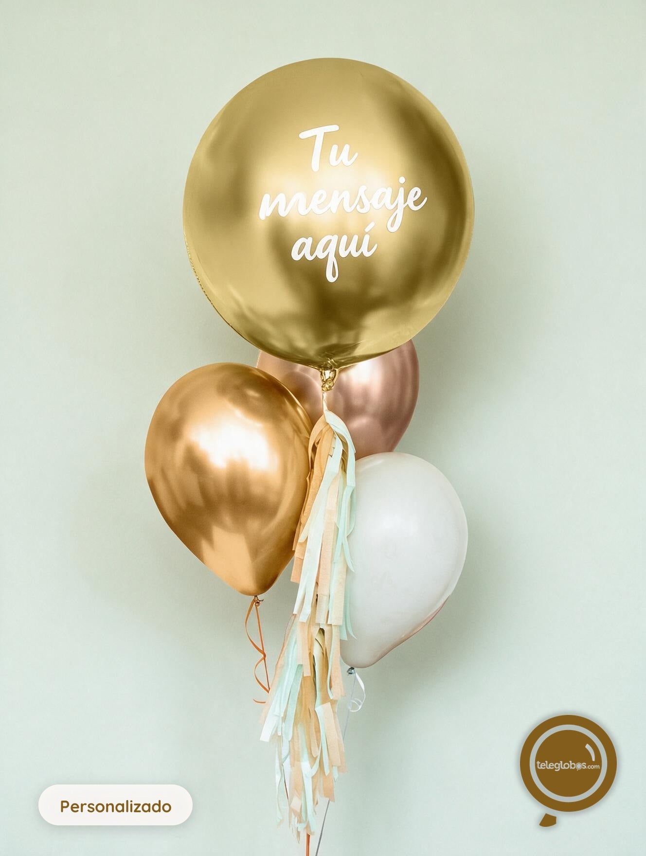 Bunch de Globos con Helio - Fiesta Dorada -