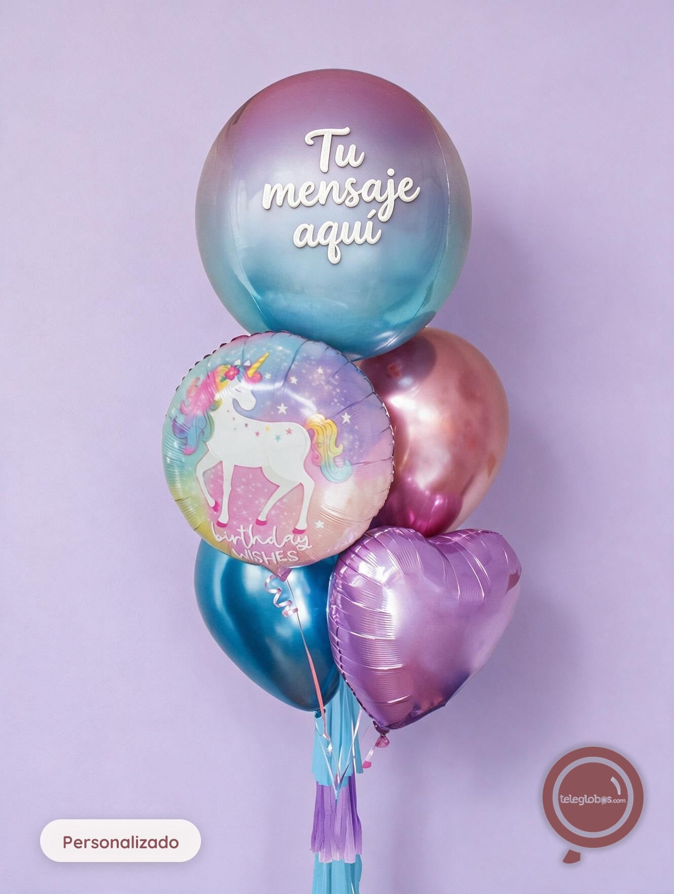 Bunch de Globos con Helio personalizado - Birthday Wishes-