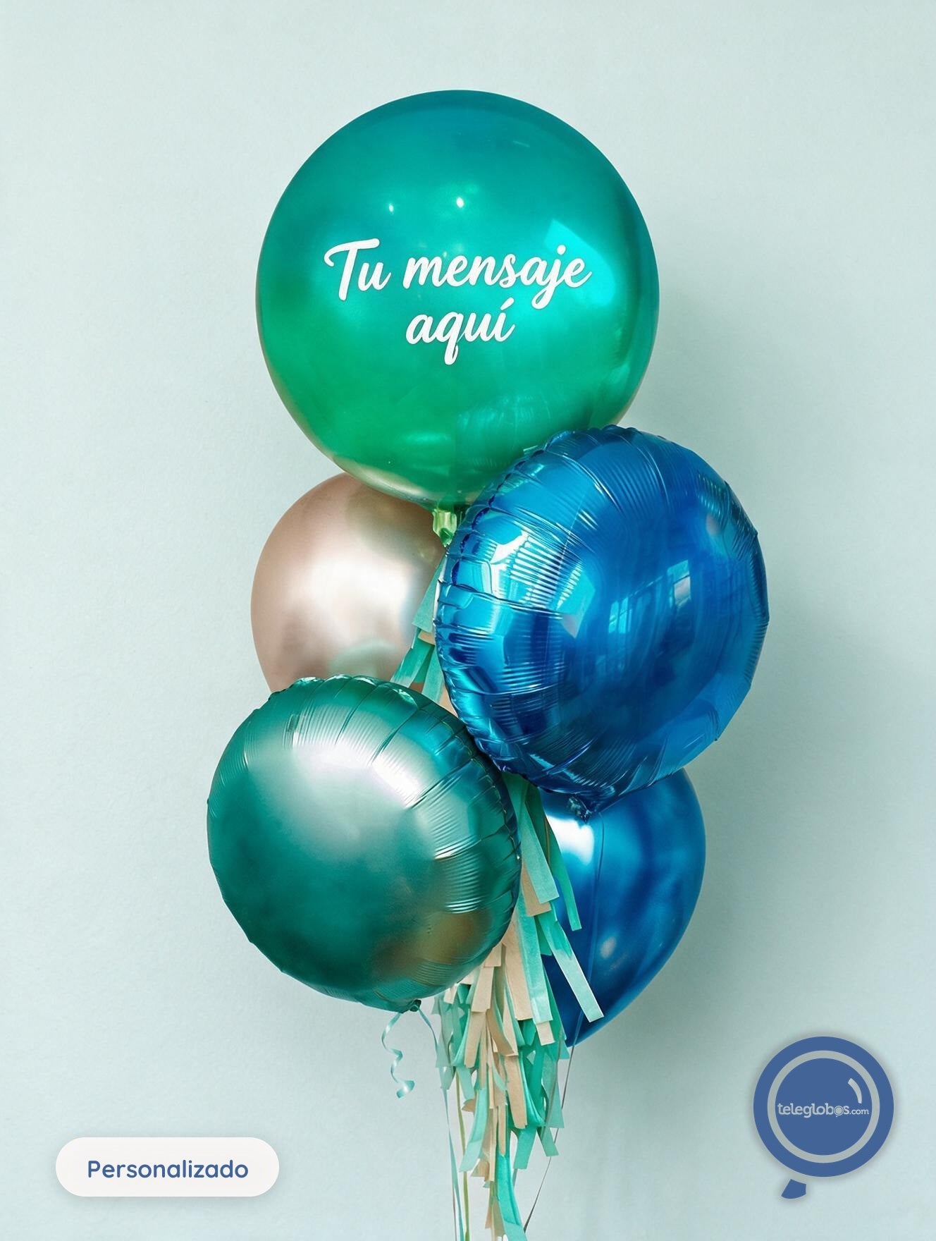 Bunch de Globos Inflados con Helio -Ombré Green & Blue-