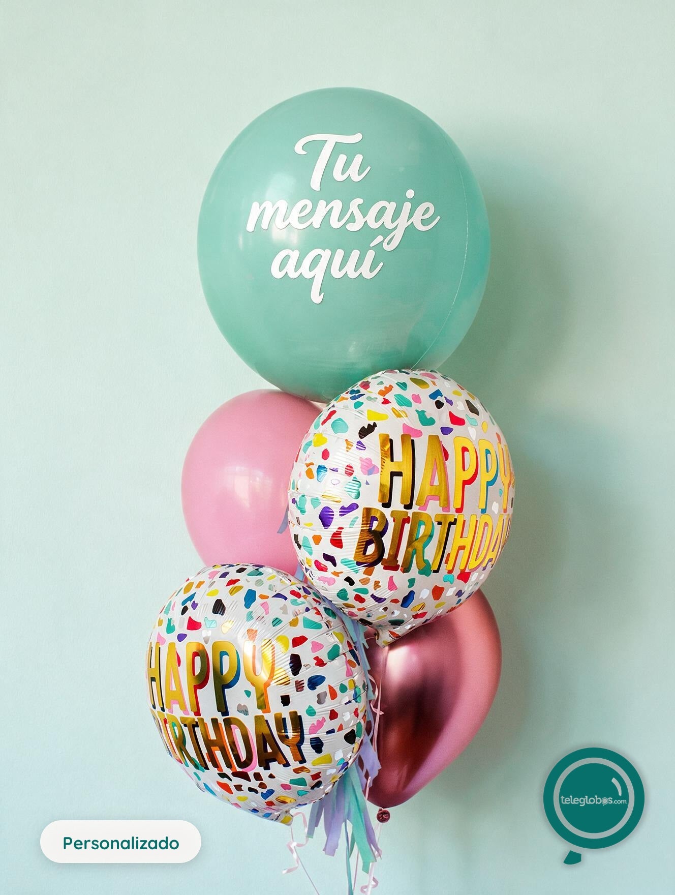 Bunch de Globos Inflados con Helio -Confetti Multicolor-