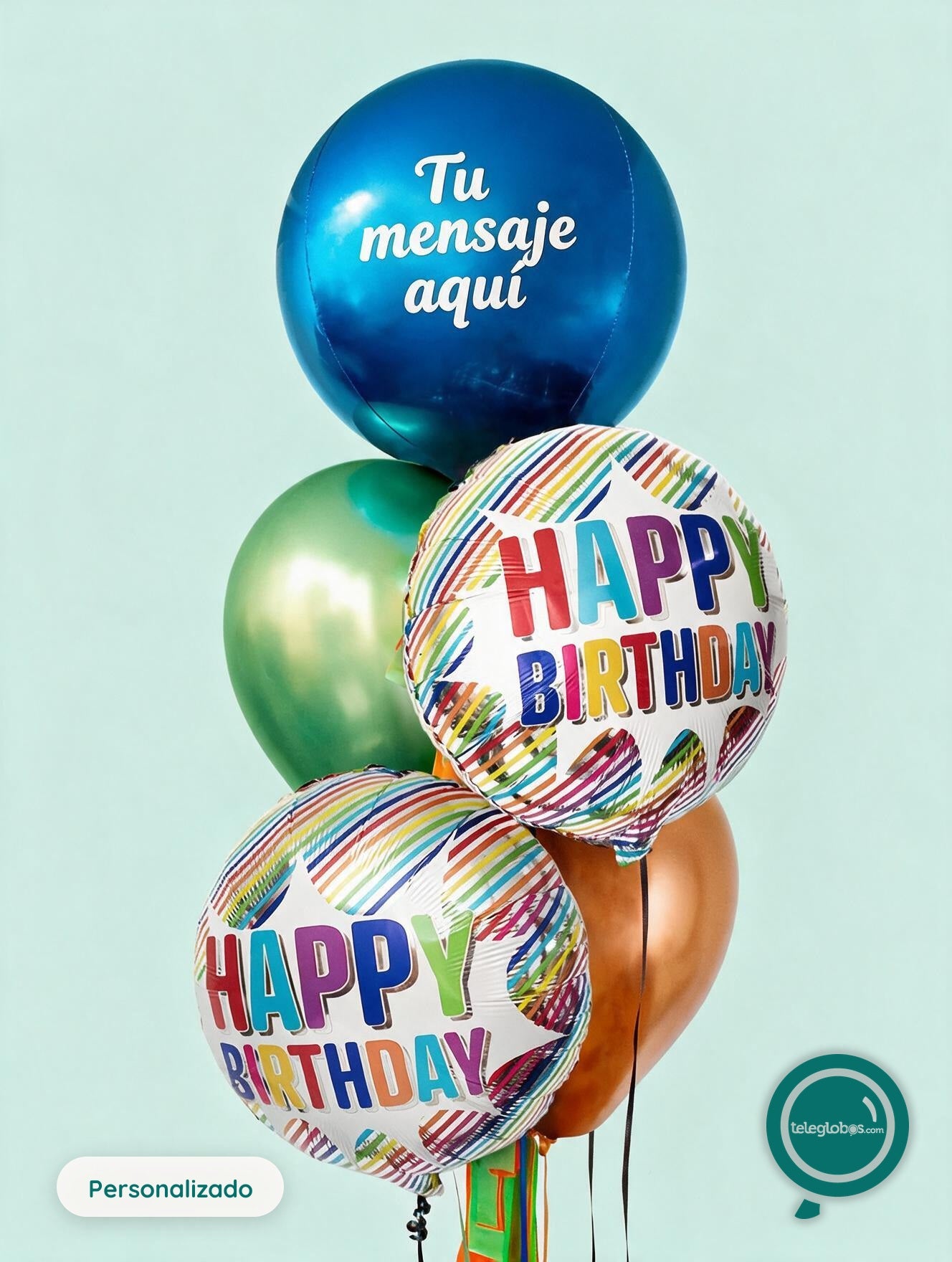 Bunch de Globos Inflados con Helio - Explosión de Arcoíris -
