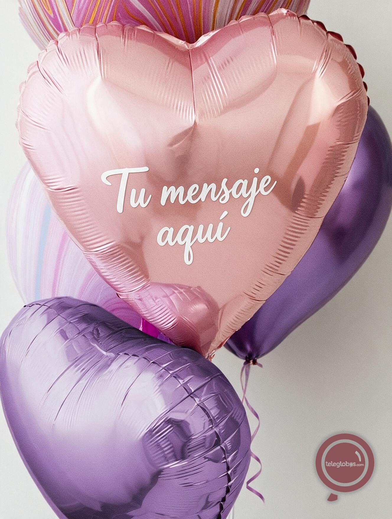 Bunch de globos con helio Marblez (Rosa) personalizado - detalle