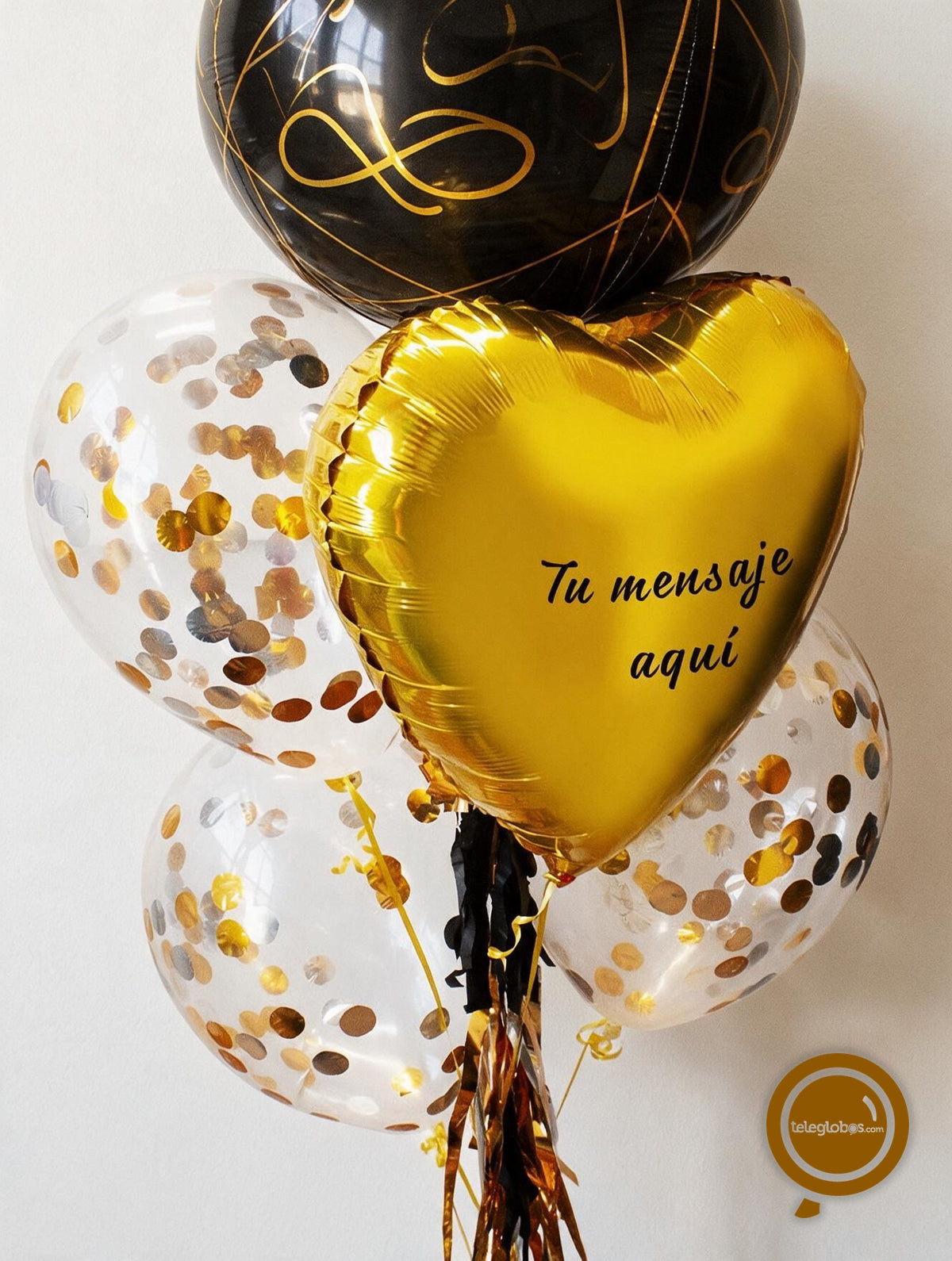 Bunch de globos con helio Orbz HB, Confetti y Personalizado